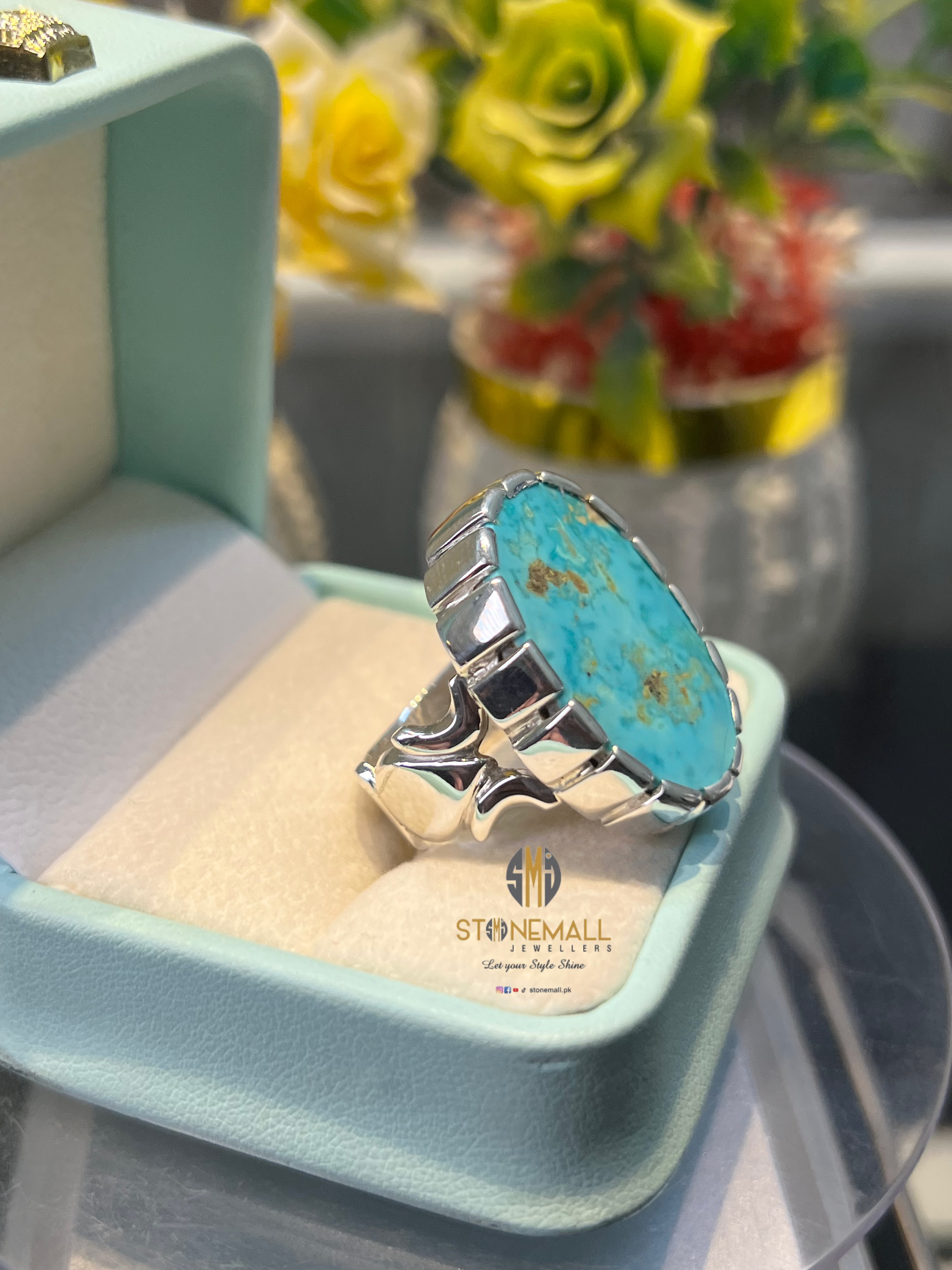 Natural Turquoise 925 Sterling Silver Handmade Ring - Image 4