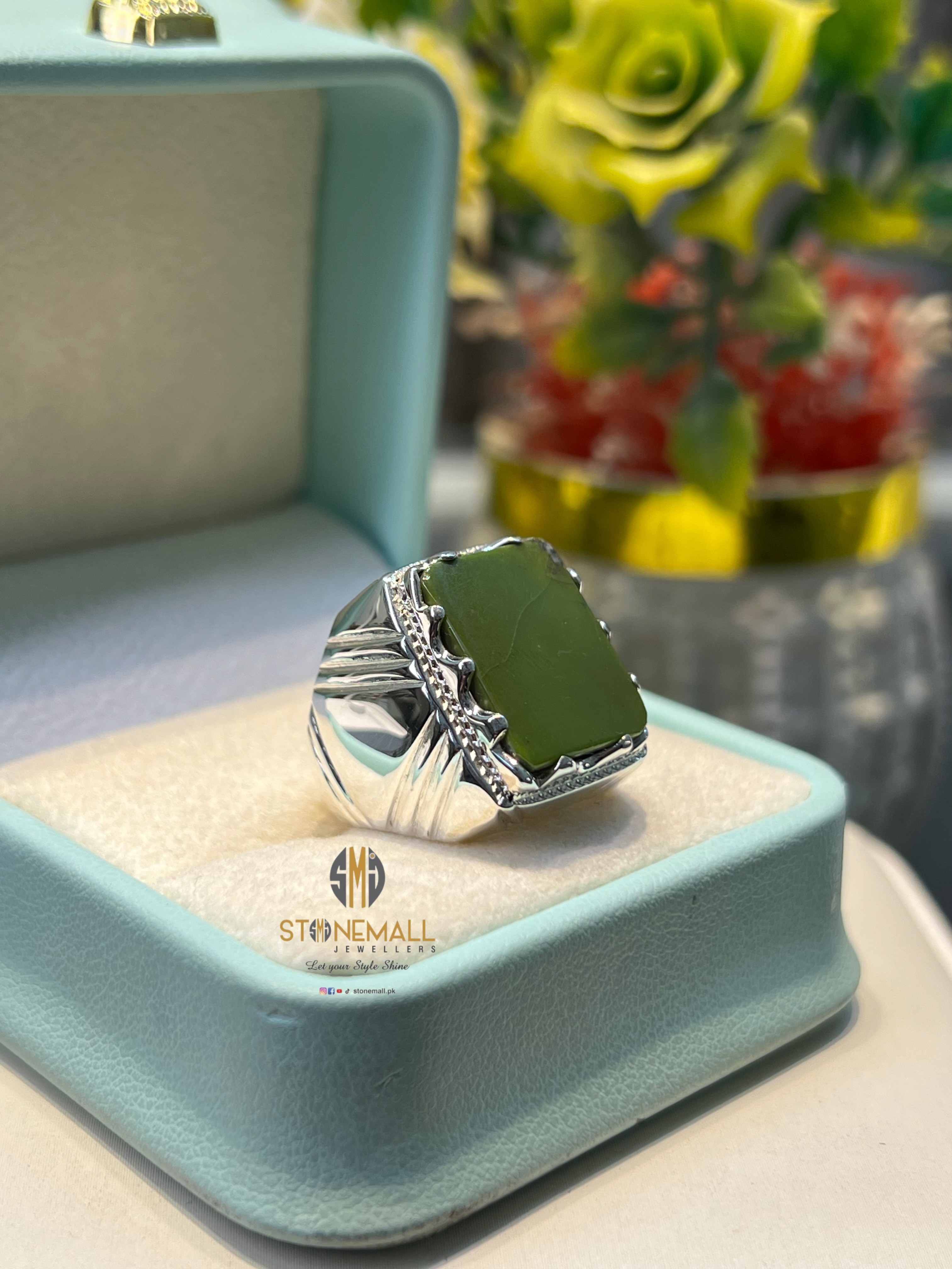 Natural Green Turquoise 925 Sterling Silver Handmade Ring - Image 3