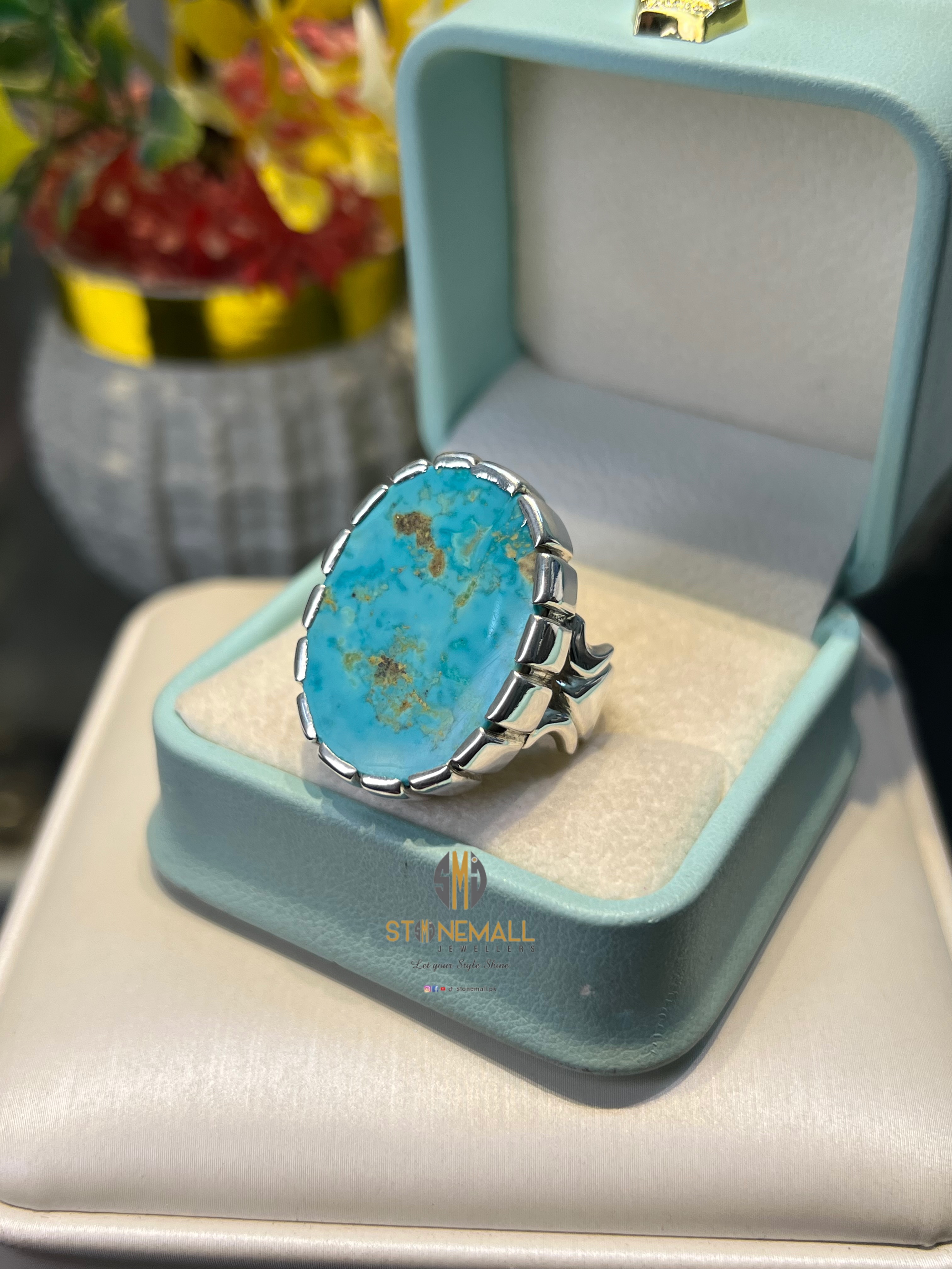 Natural Turquoise 925 Sterling Silver Handmade Ring - Image 3