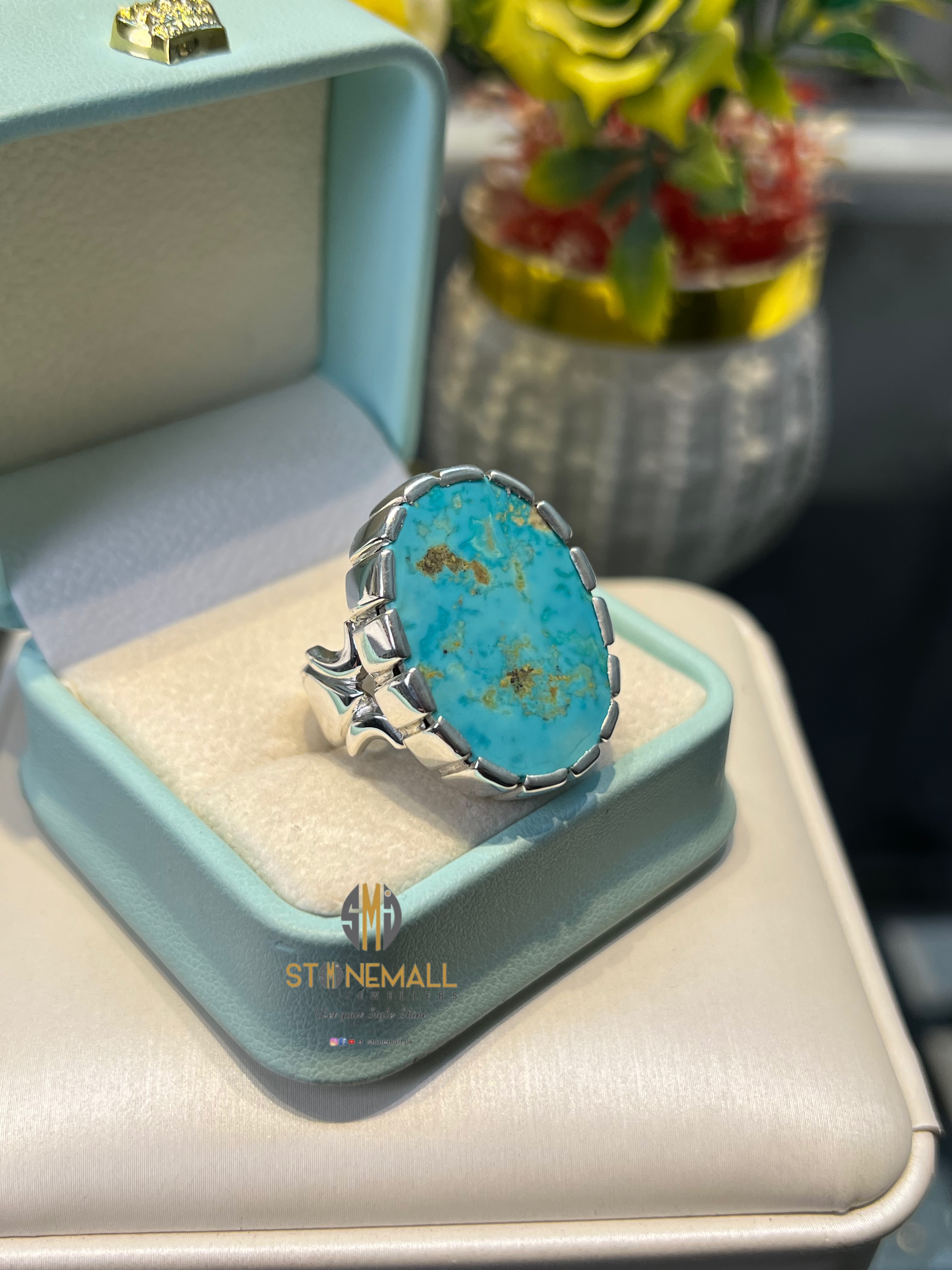 Natural Turquoise 925 Sterling Silver Handmade Ring - Image 2