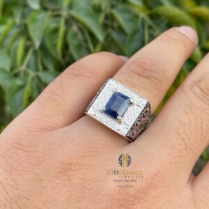 Natural Blue Sapphire Turkish Design 925 Sterling Silver Handmade Ring