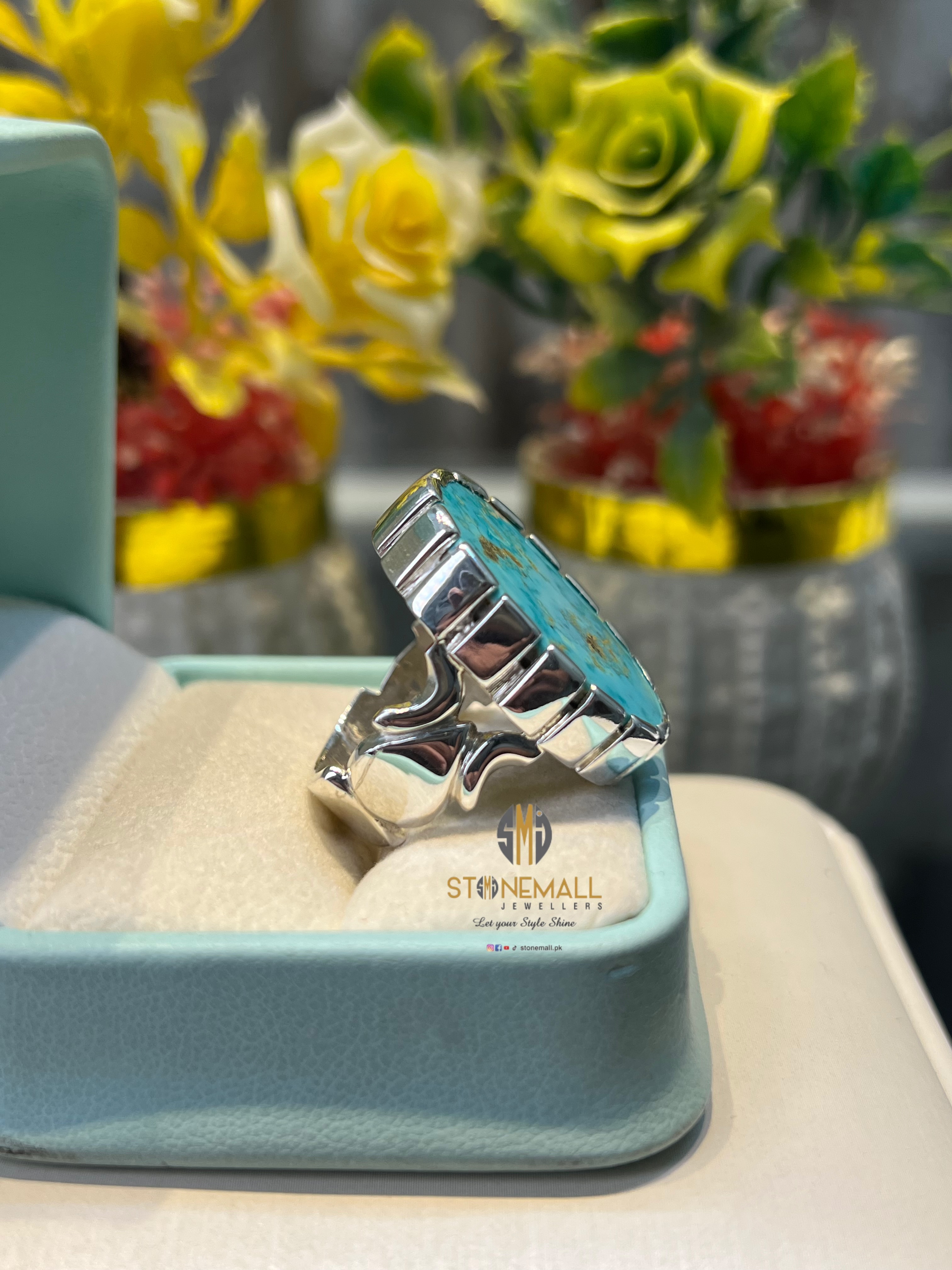 Natural Turquoise 925 Sterling Silver Handmade Ring - Image 5