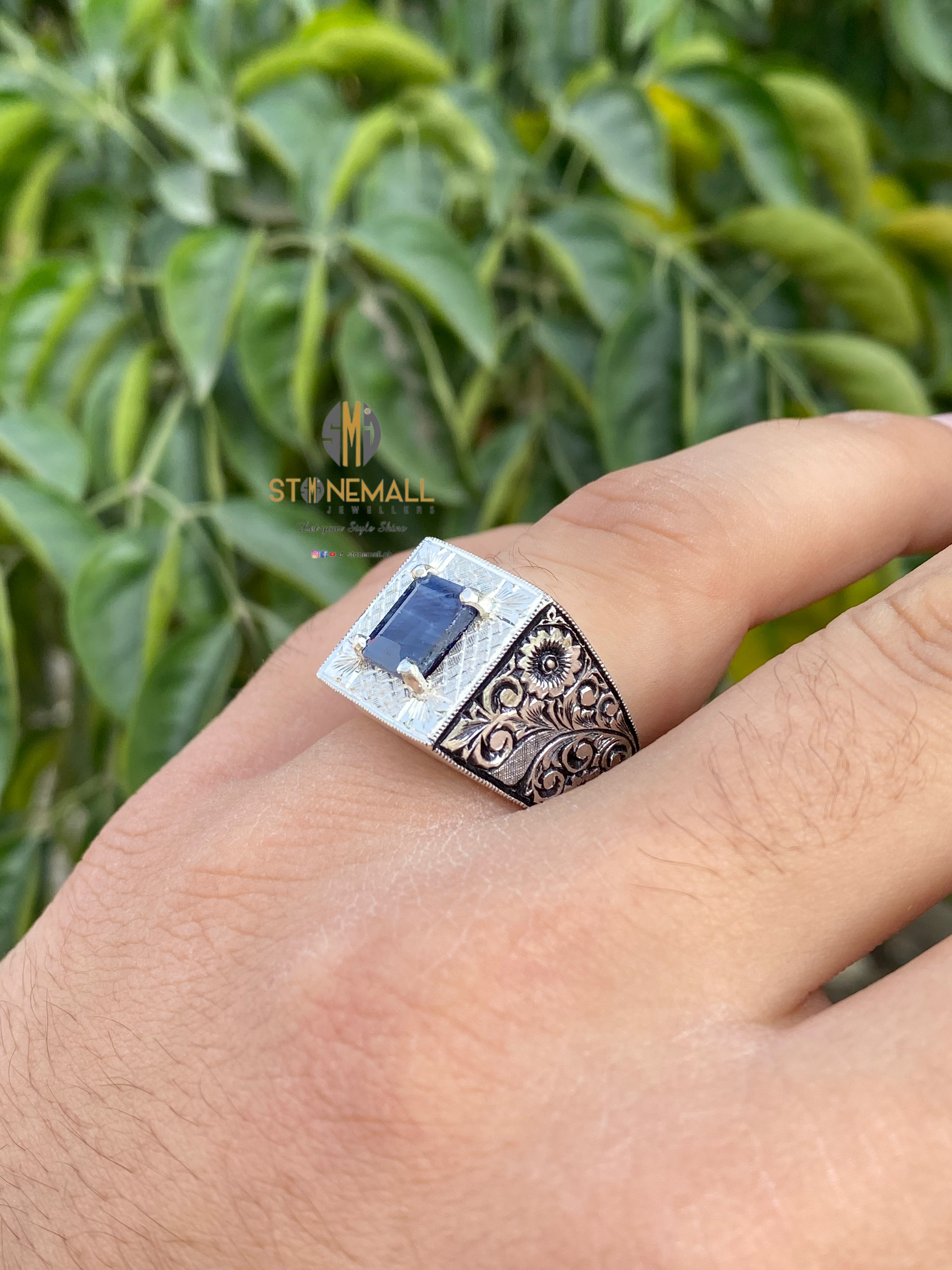 Natural Blue Sapphire Turkish Design 925 Sterling Silver Handmade Ring - Image 3