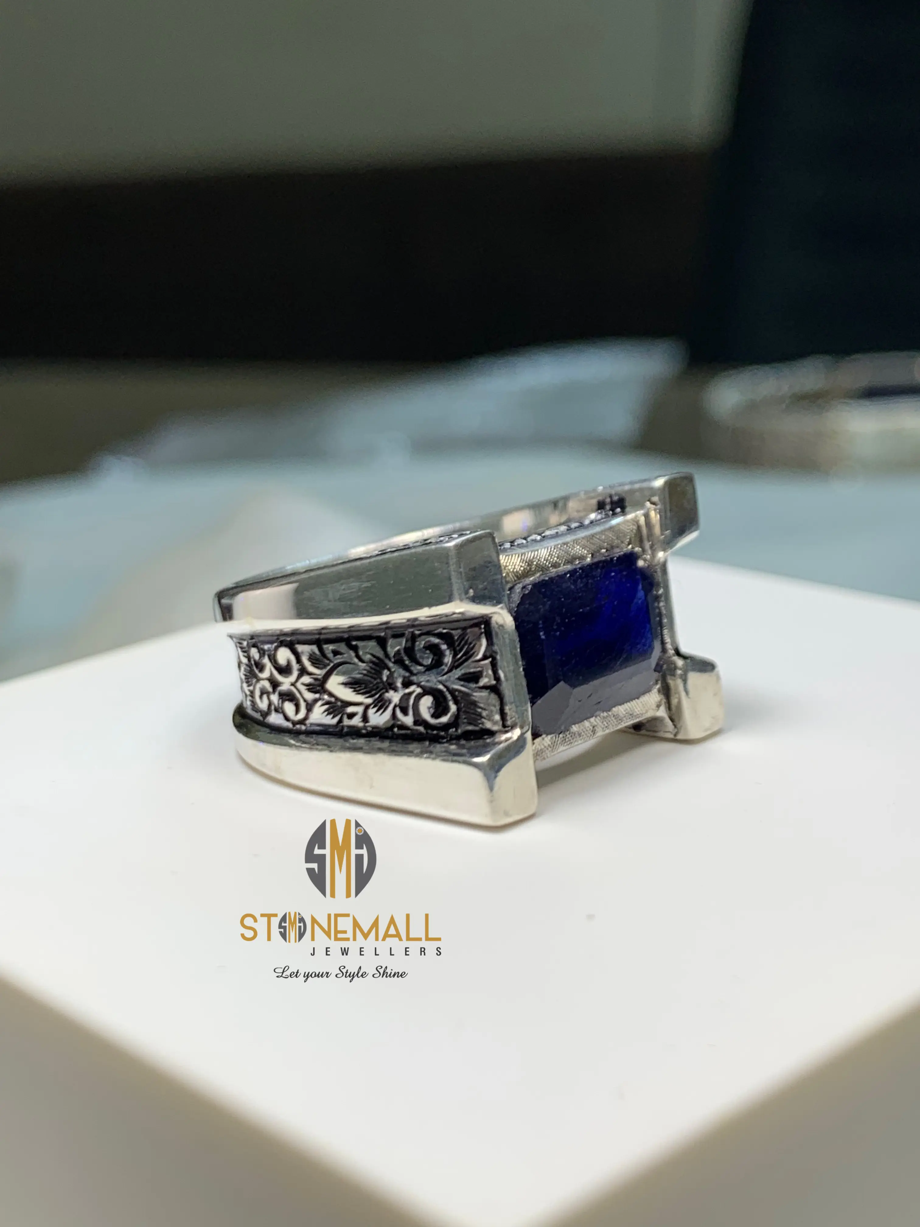 Natural African Blue Sapphire (Neelam) 925 Sterling Silver Handmade Ring - Image 3