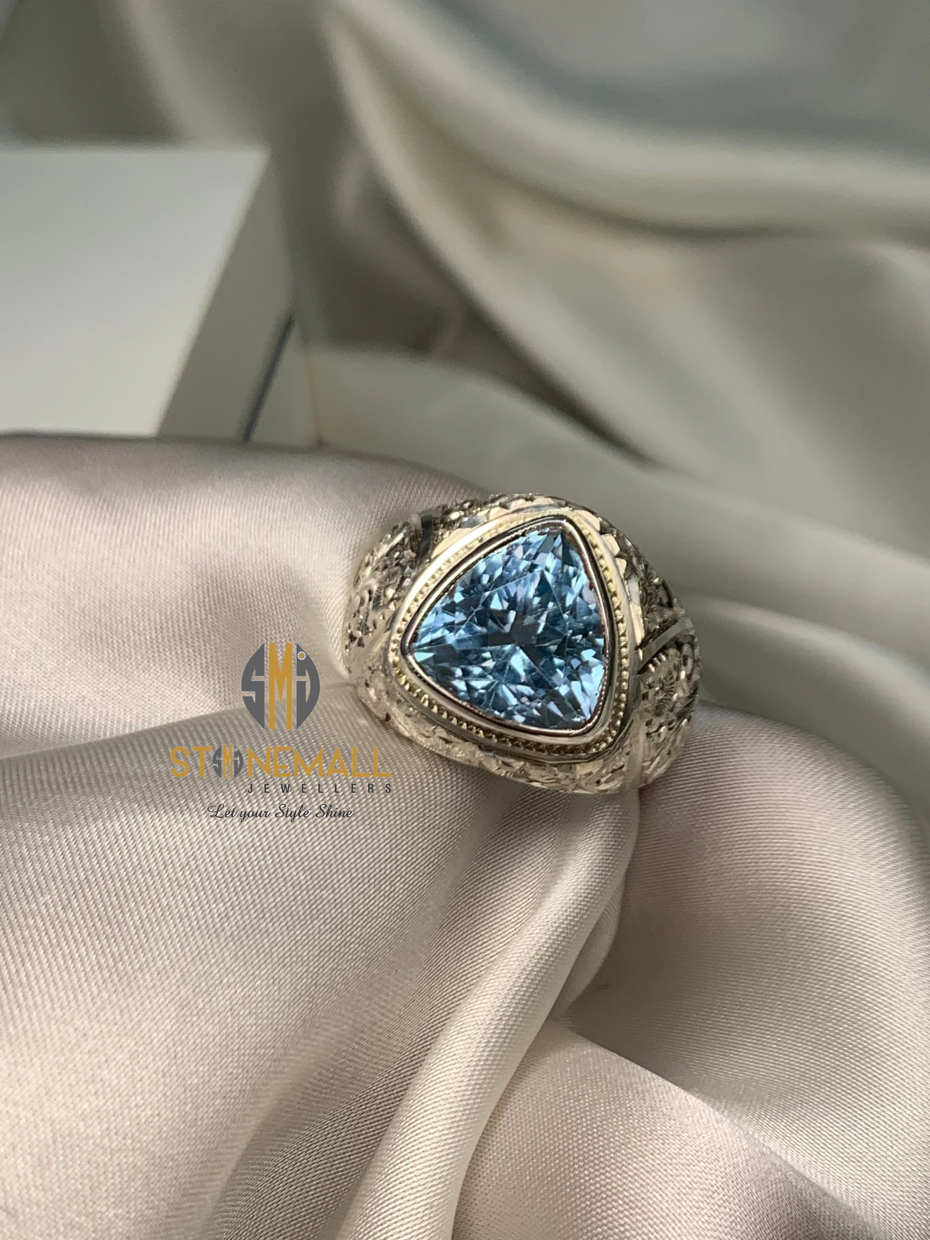 Natural Blue Topaz 925 Sterling Silver Handmade Ring - Image 2
