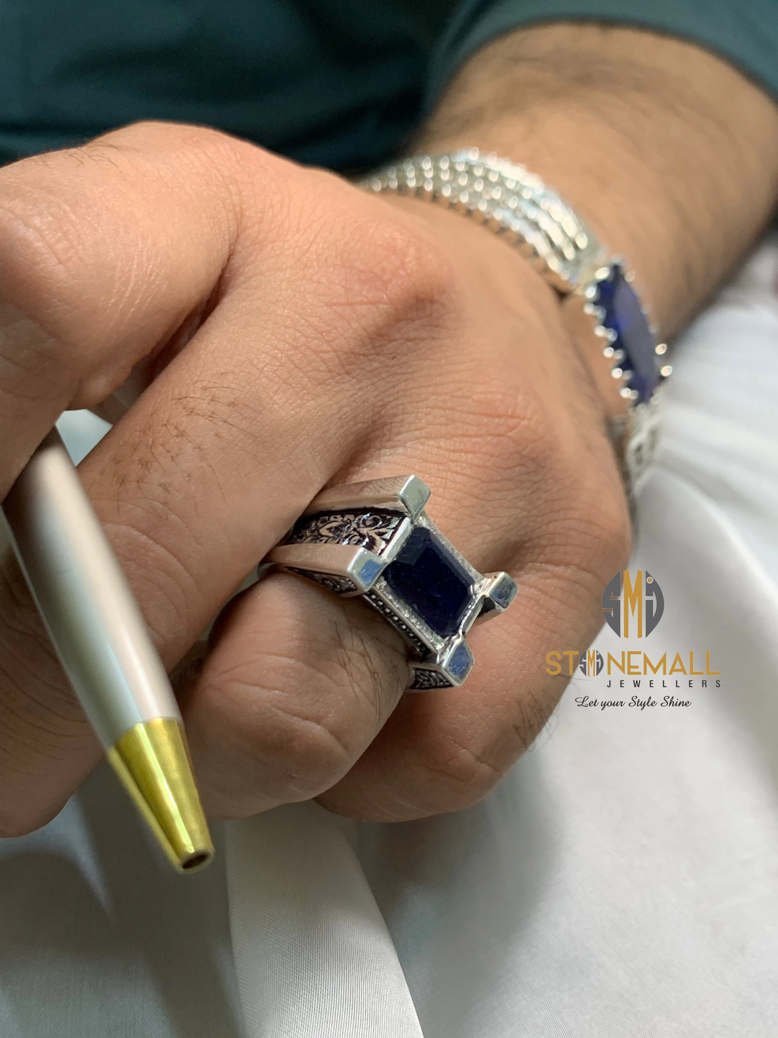 Natural African Blue Sapphire (Neelam) 925 Sterling Silver Handmade Ring - Image 7