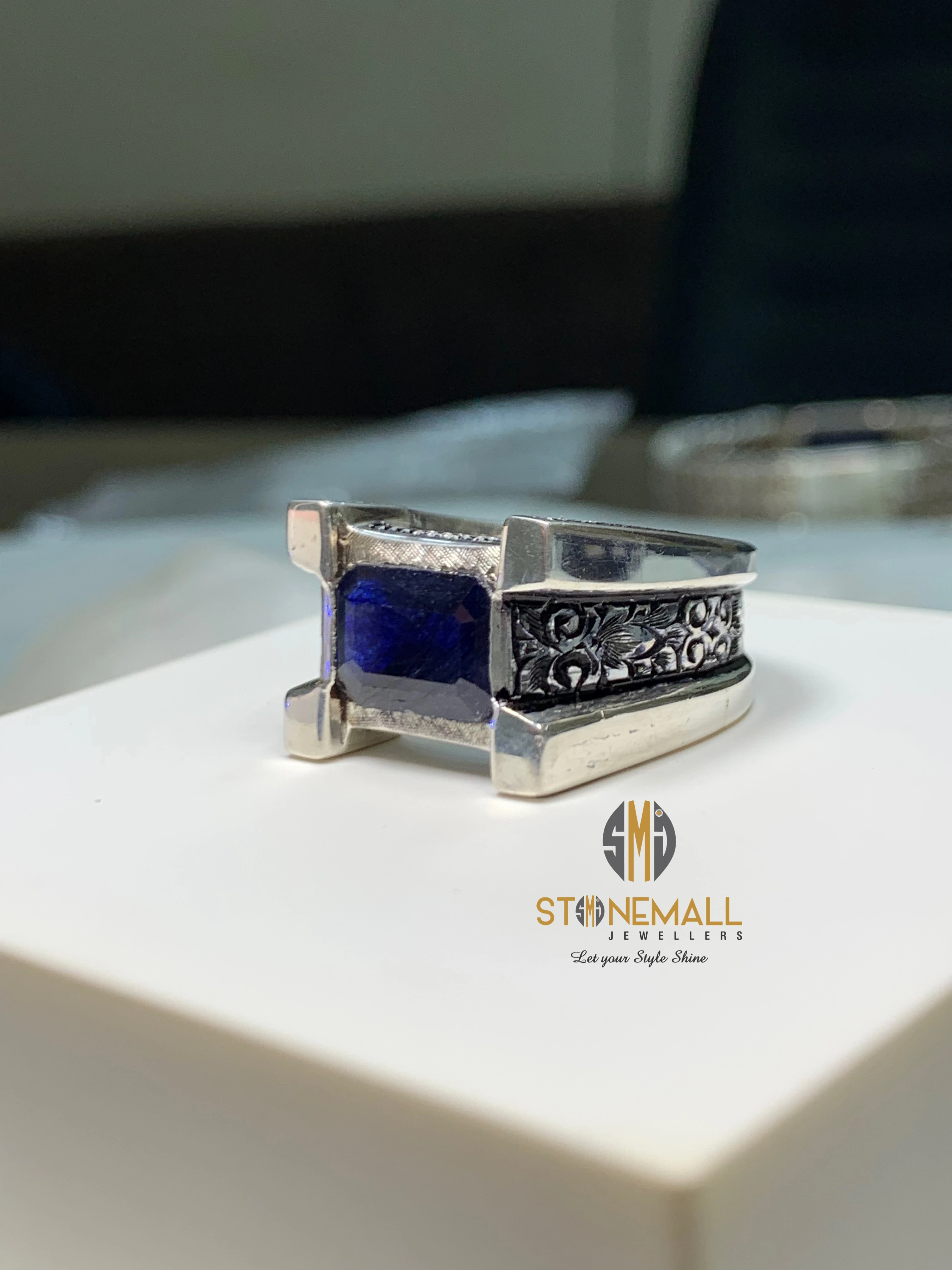Natural African Blue Sapphire (Neelam) 925 Sterling Silver Handmade Ring - Image 4