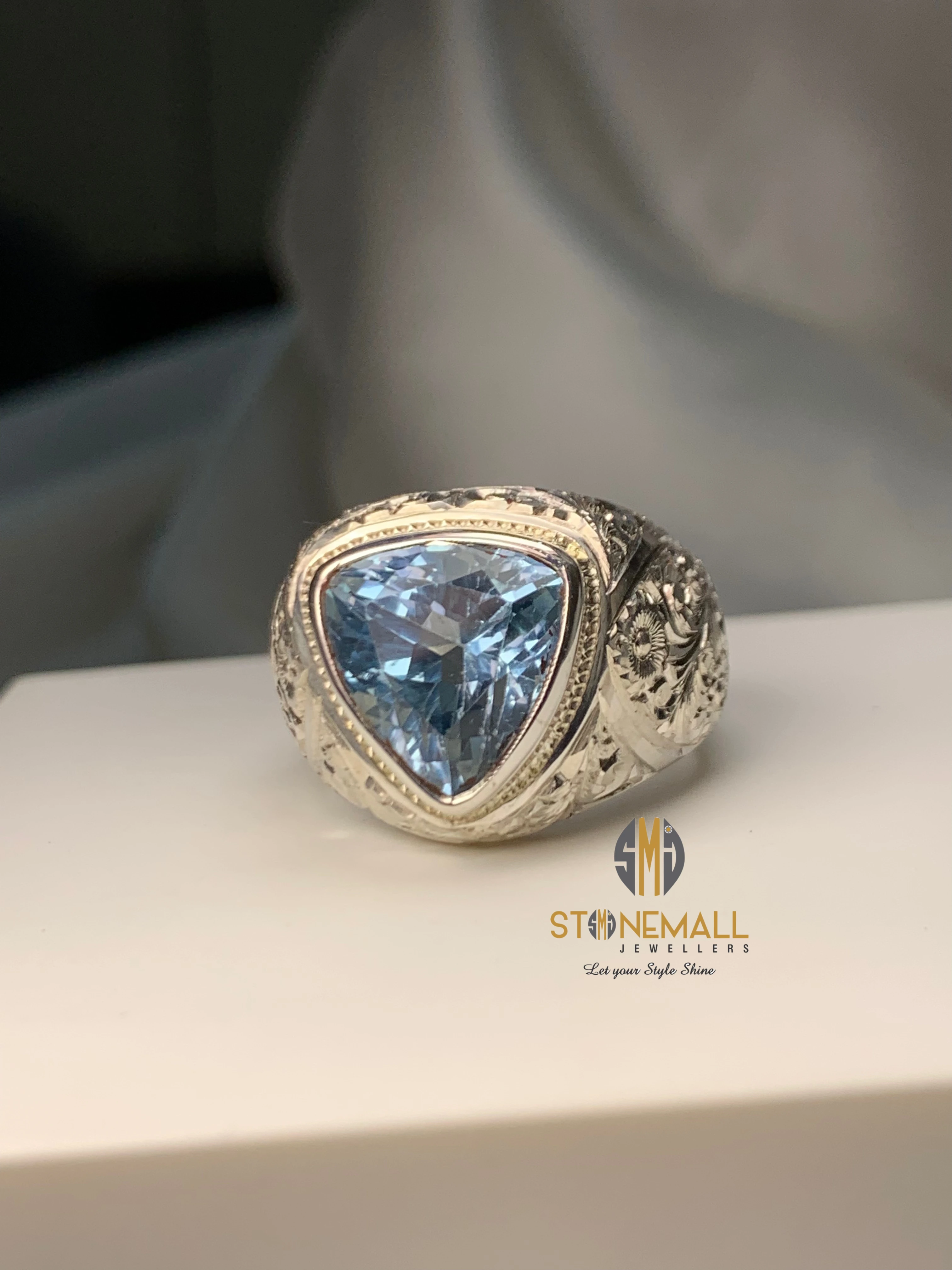 Natural Blue Topaz 925 Sterling Silver Handmade Ring - Image 3