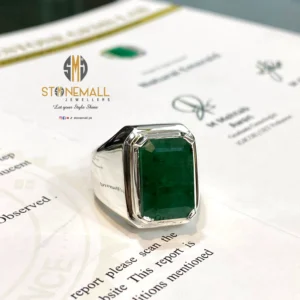 Natural Zambian Emerald 925 Sterling Silver Handmade Ring with Certification