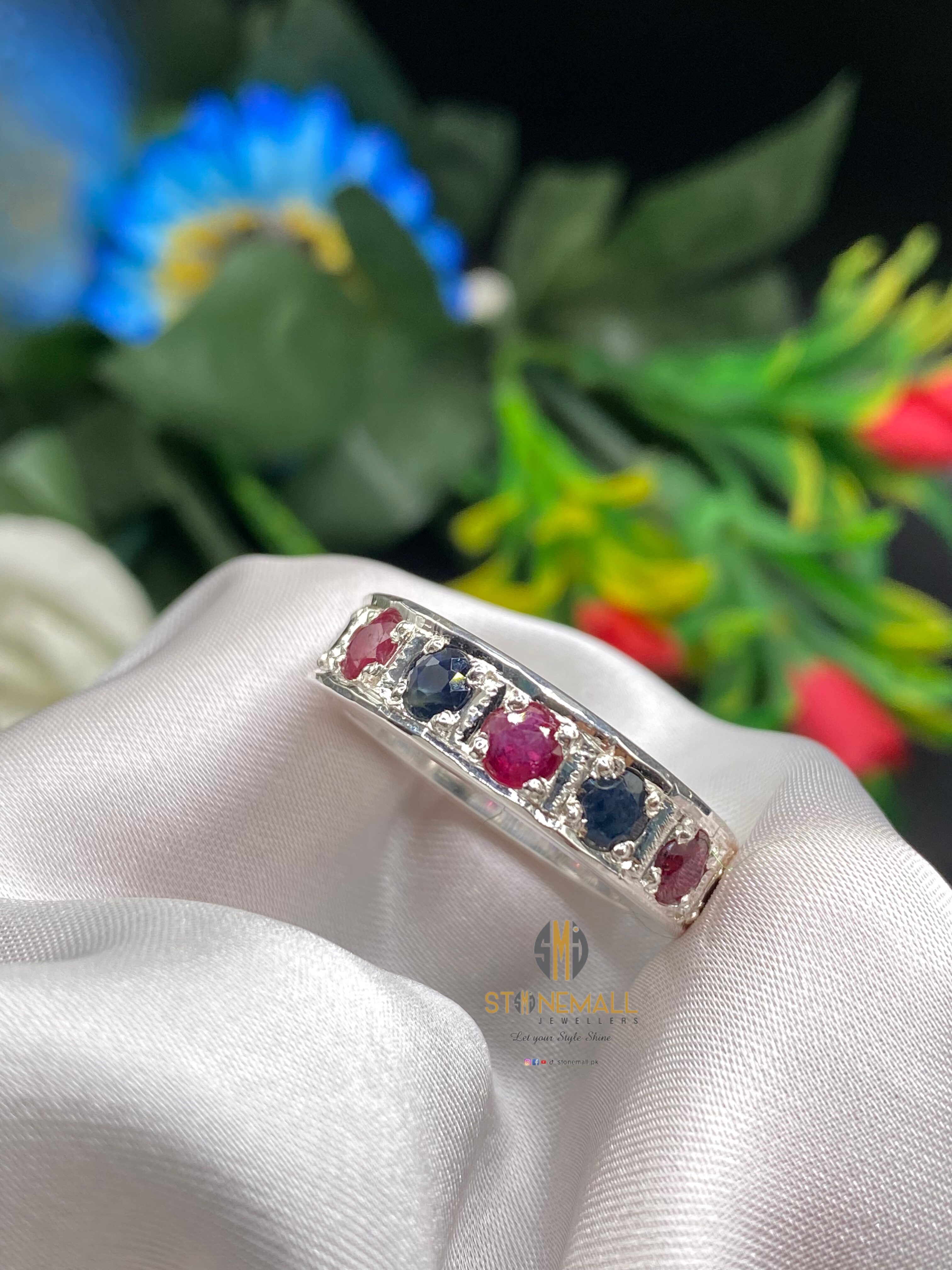 Natural African Sapphire Ruby 925 Sterling Silver Handmade Ring