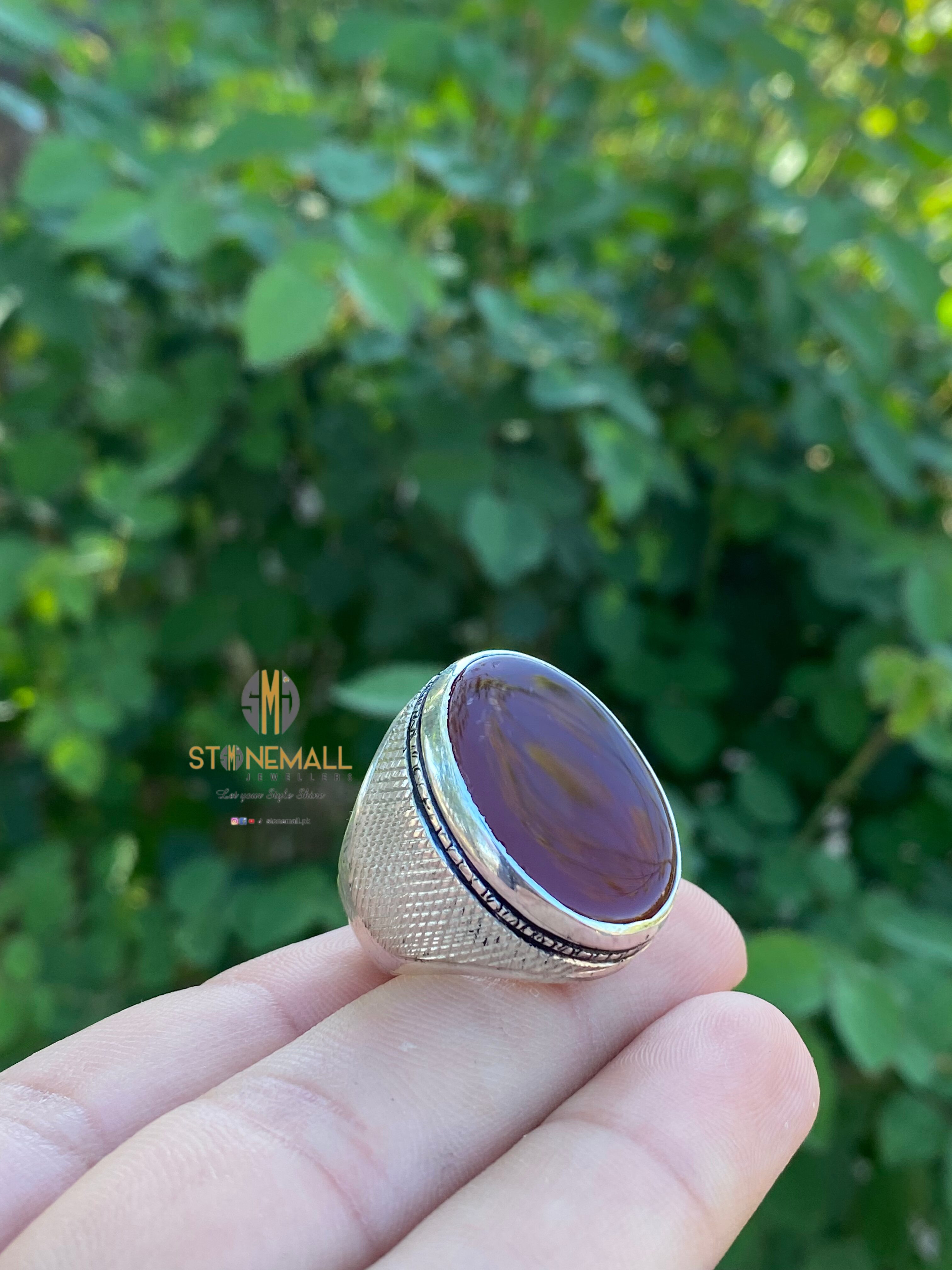 Natural Agate (Aqeeq) 925 Sterling Silver Handmade Ring - Image 4