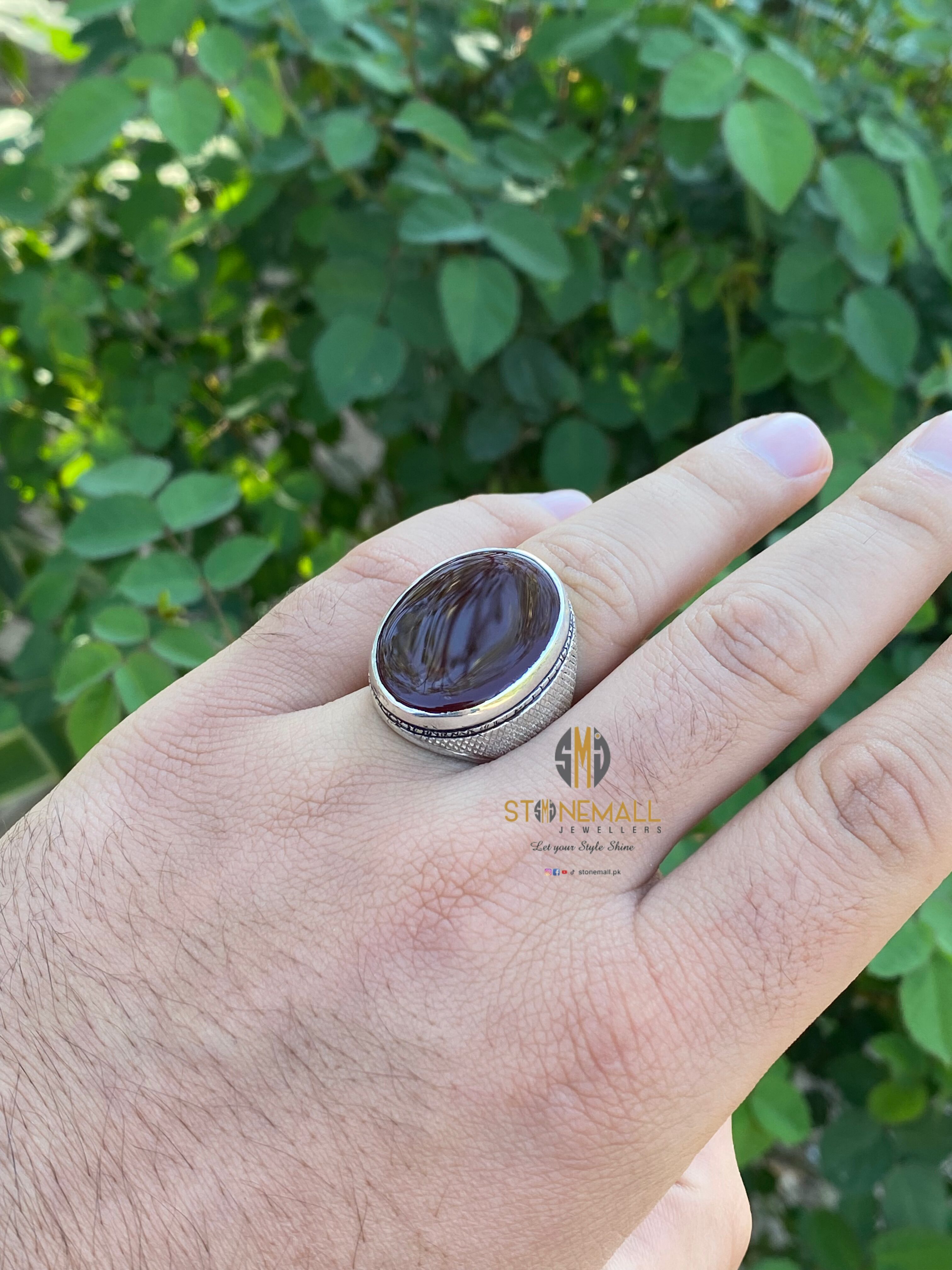 Natural Agate (Aqeeq) 925 Sterling Silver Handmade Ring - Image 5
