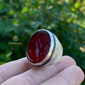 Natural Agate (Aqeeq) 925 Sterling Silver Handmade Ring