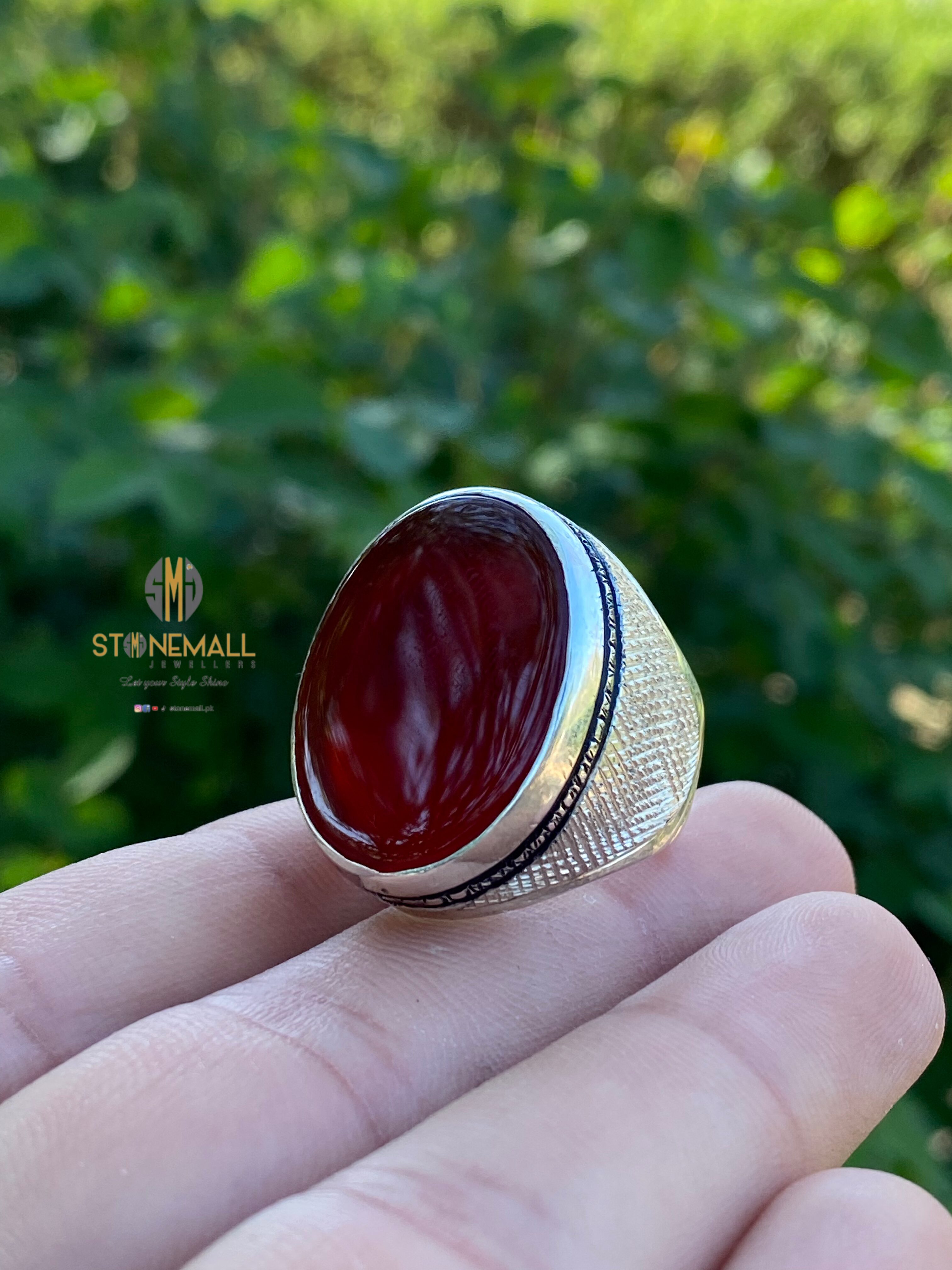Natural Agate (Aqeeq) 925 Sterling Silver Handmade Ring