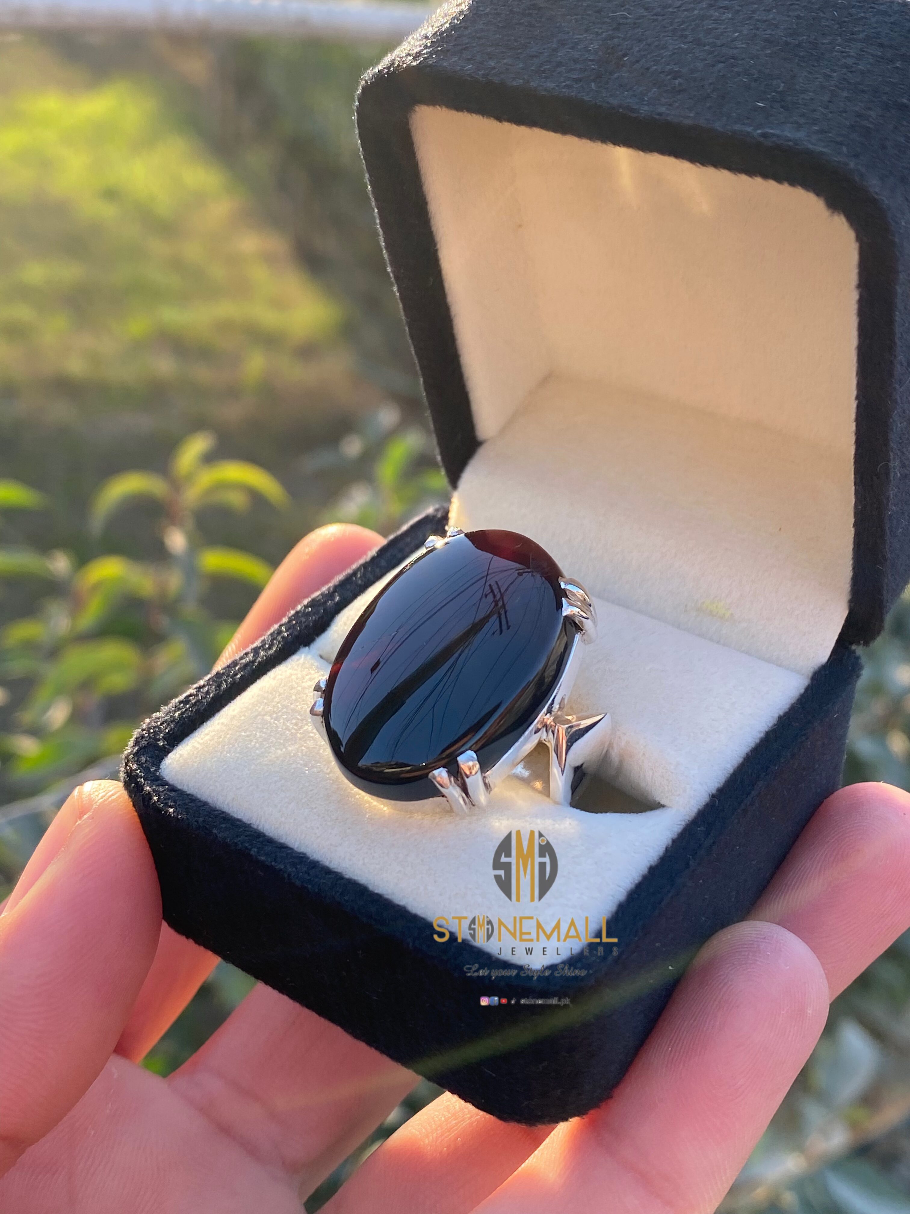 Natural Agate (Aqeeq) 925 Sterling Silver Handmade Ring