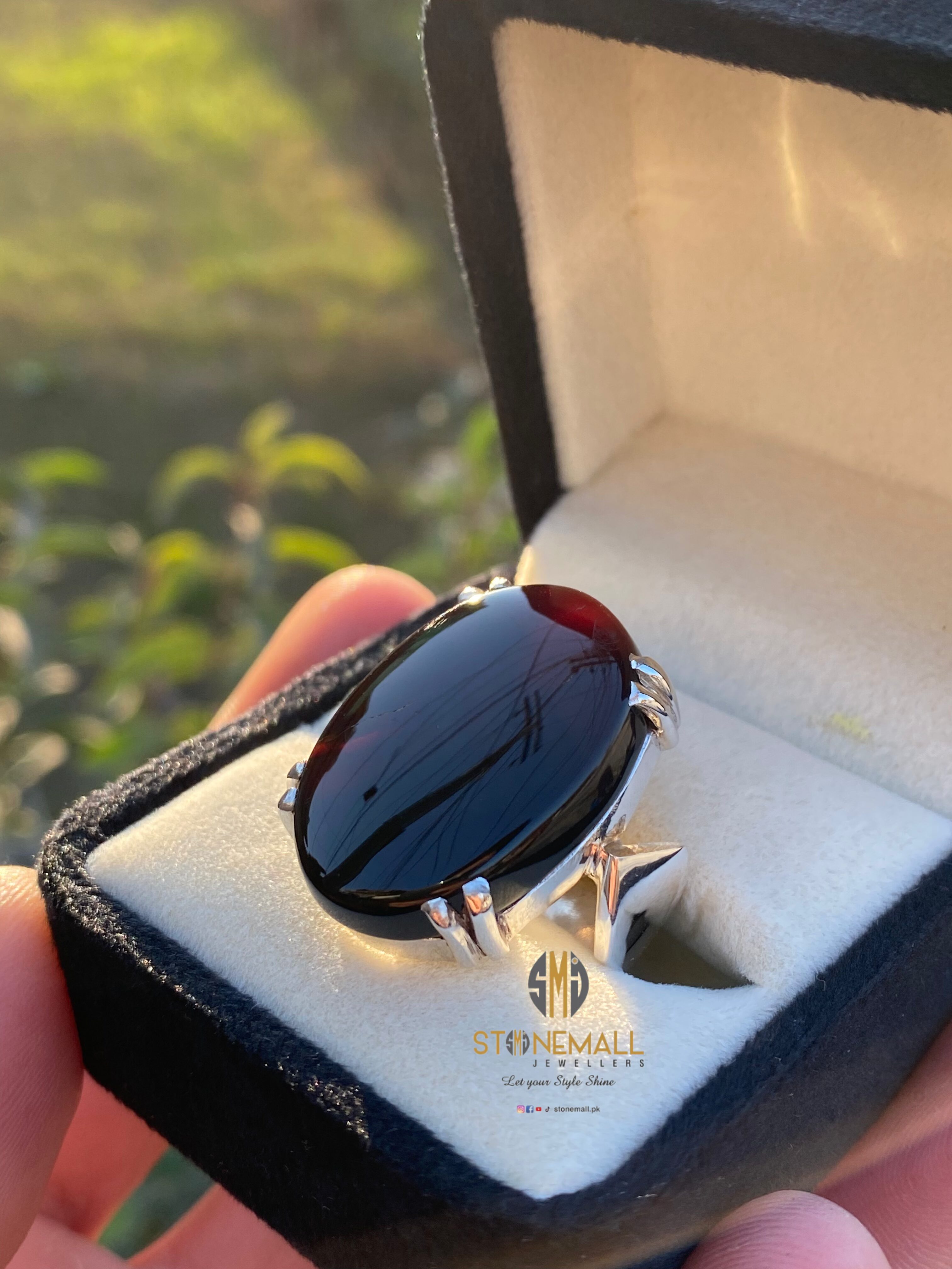 Natural Agate (Aqeeq) 925 Sterling Silver Handmade Ring - Image 2