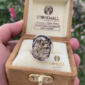 Natural Rutile Quartz (Moh-e-Najaf) 925 Sterling Silver Handmade Ring