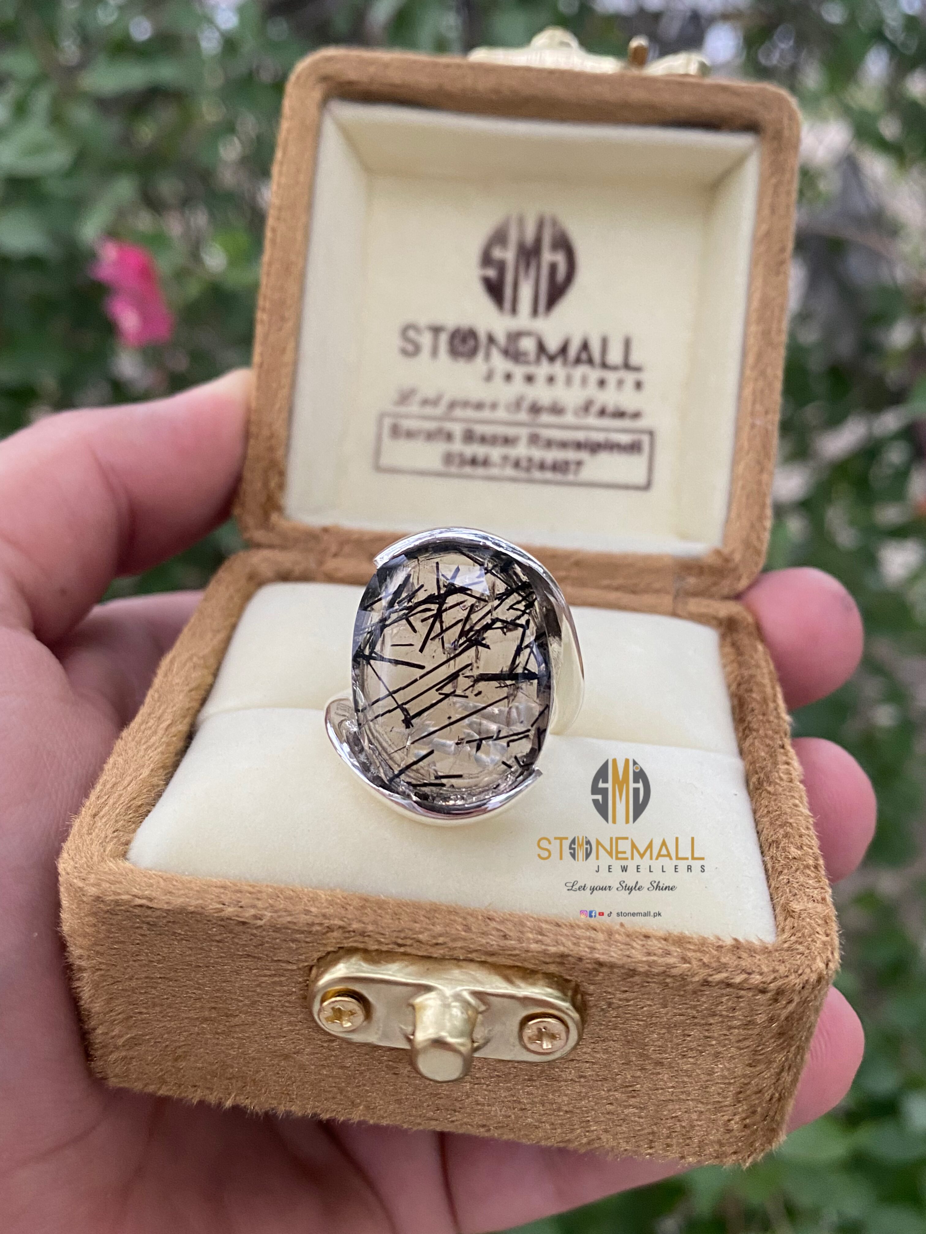 Natural Rutile Quartz (Moh-e-Najaf) 925 Sterling Silver Handmade Ring