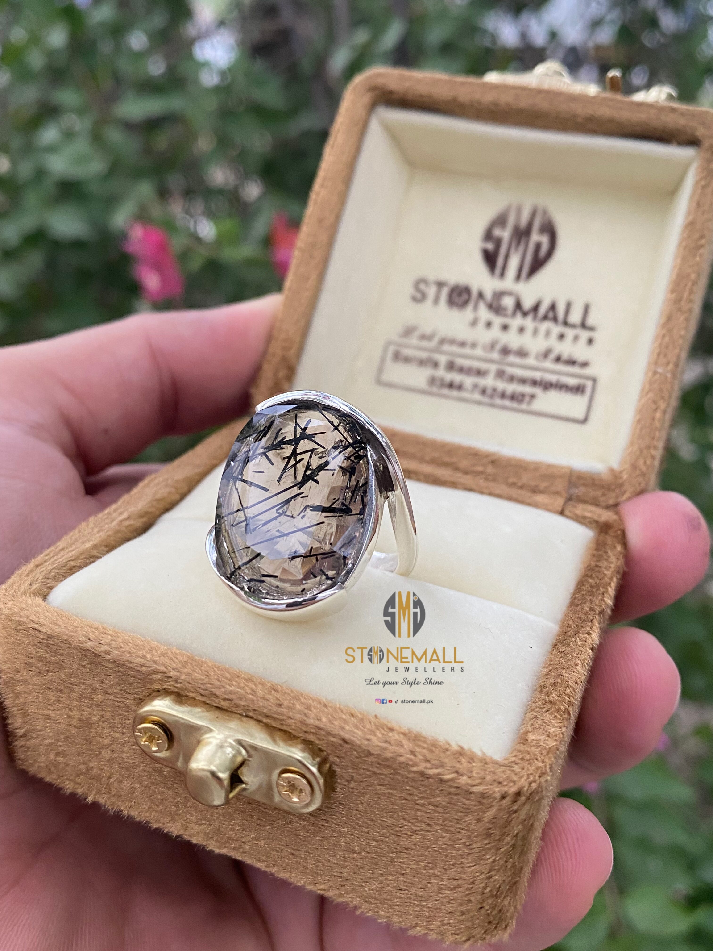 Natural Rutile Quartz (Moh-e-Najaf) 925 Sterling Silver Handmade Ring - Image 2
