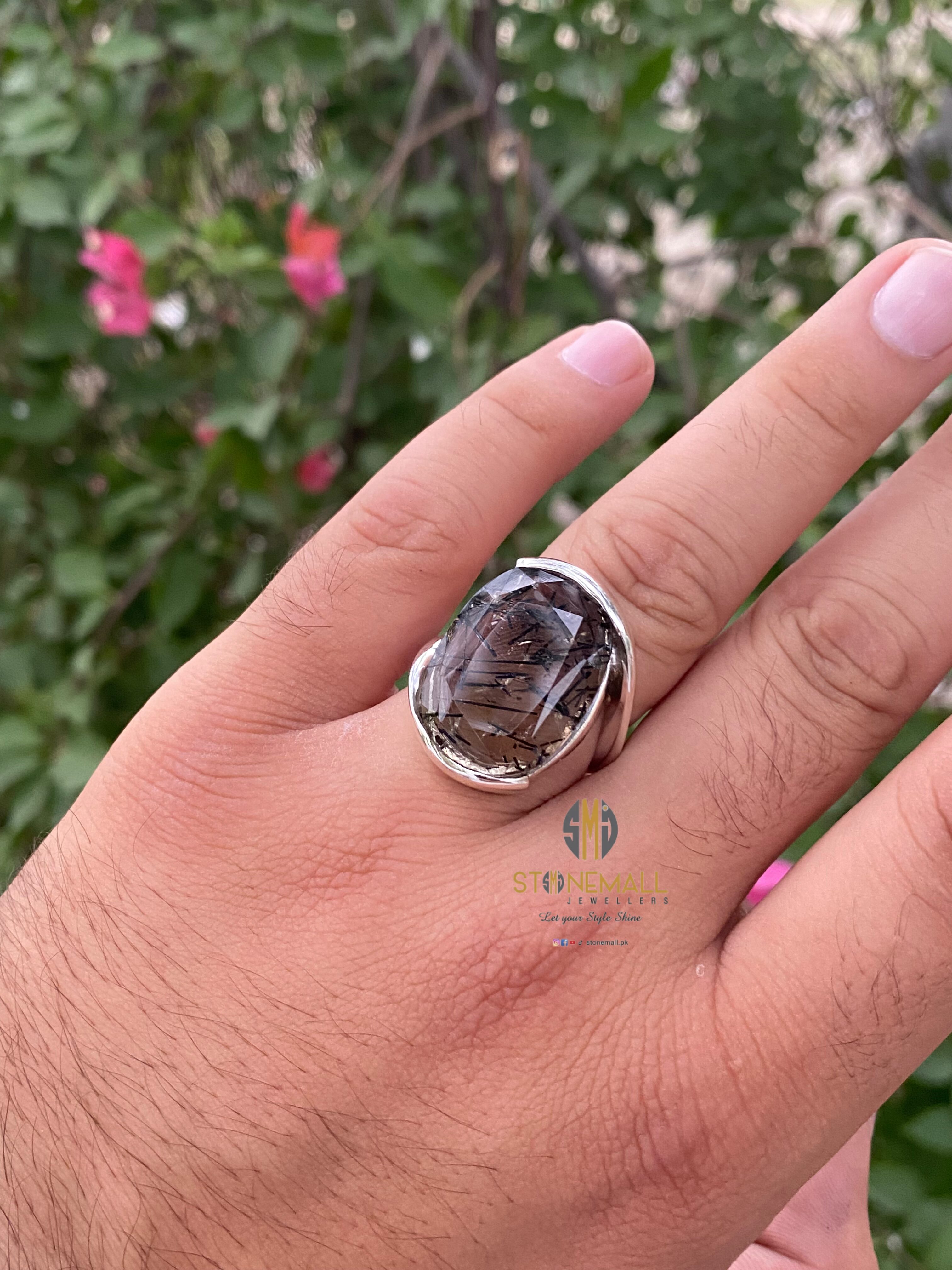 Natural Rutile Quartz (Moh-e-Najaf) 925 Sterling Silver Handmade Ring - Image 4