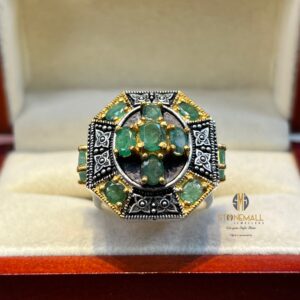 Natural Zambian Emerald 925 Sterling Silver Classical Handmade Ring