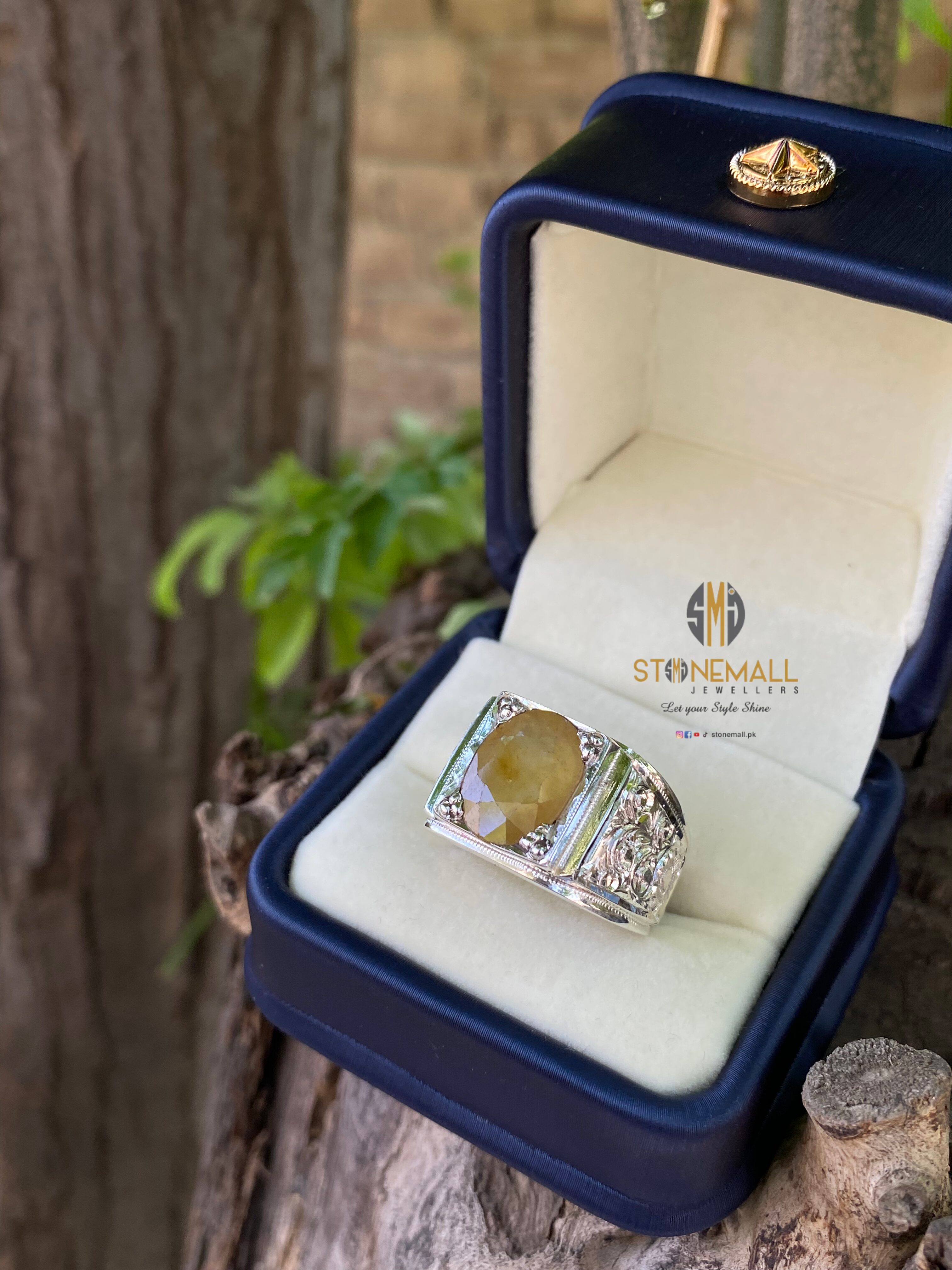 Natural Yellow Sapphire 925 Sterling Silver Handmade Engraved Ring - Image 4