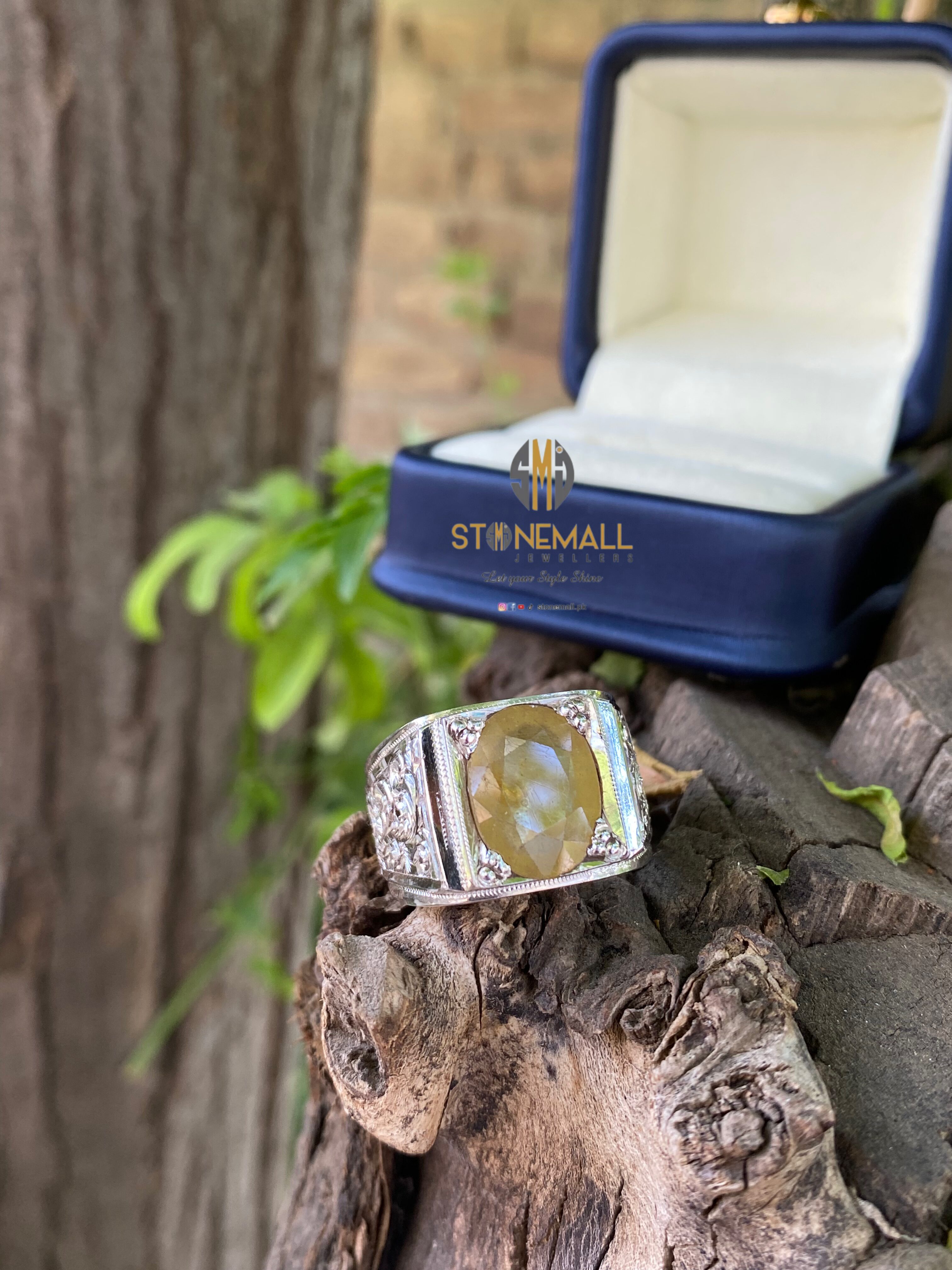 Natural Yellow Sapphire 925 Sterling Silver Handmade Engraved Ring - Image 2