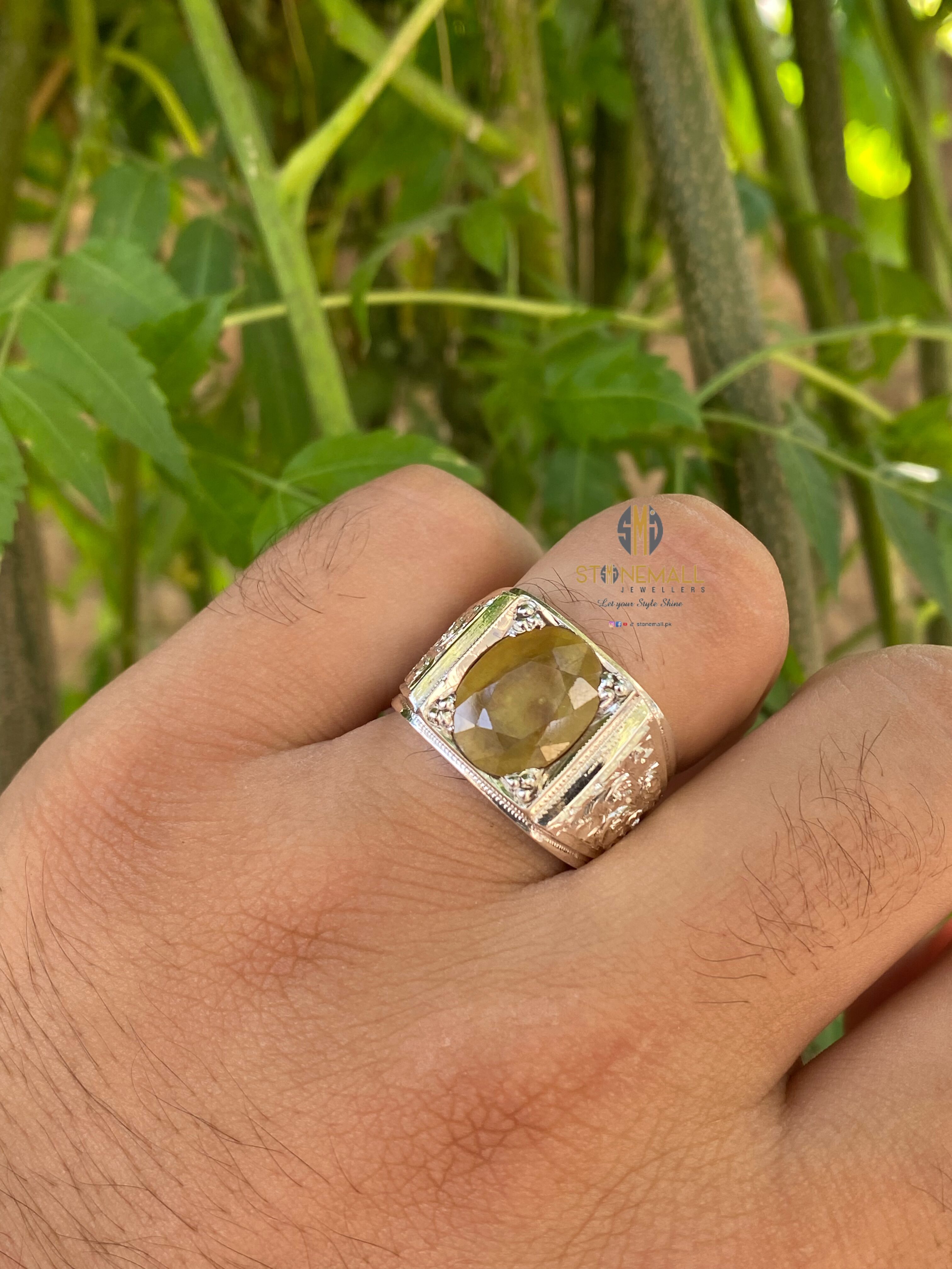 Natural Yellow Sapphire 925 Sterling Silver Handmade Engraved Ring - Image 5