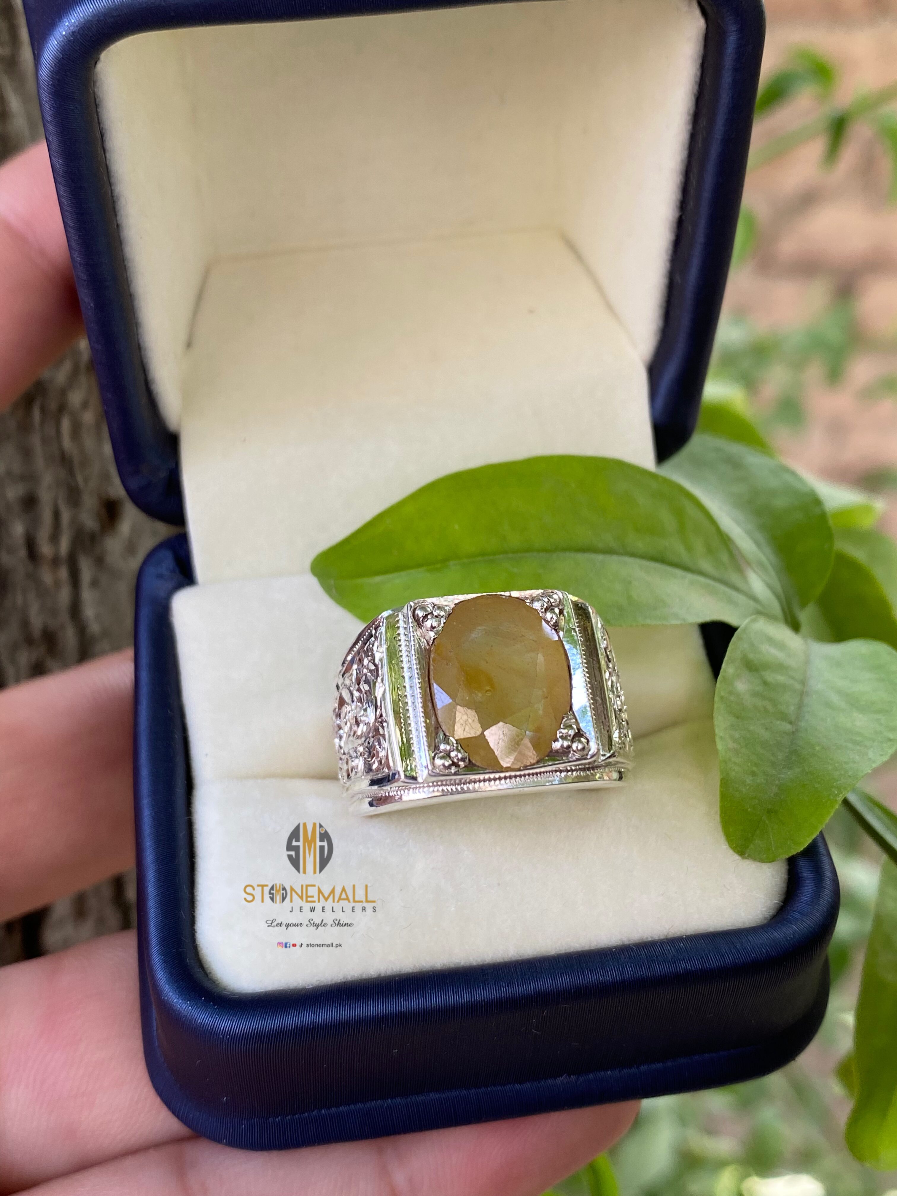 Natural Yellow Sapphire 925 Sterling Silver Handmade Engraved Ring