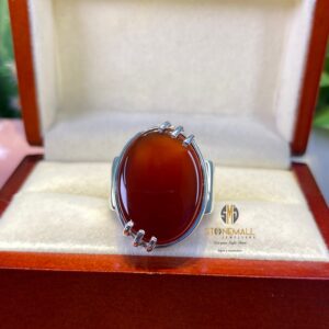 Natural Agate (Aqeeq) 925 Sterling Silver Handmade Ring
