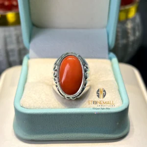 Natural Italian Coral 925 Sterling Silver Classic Design Ring