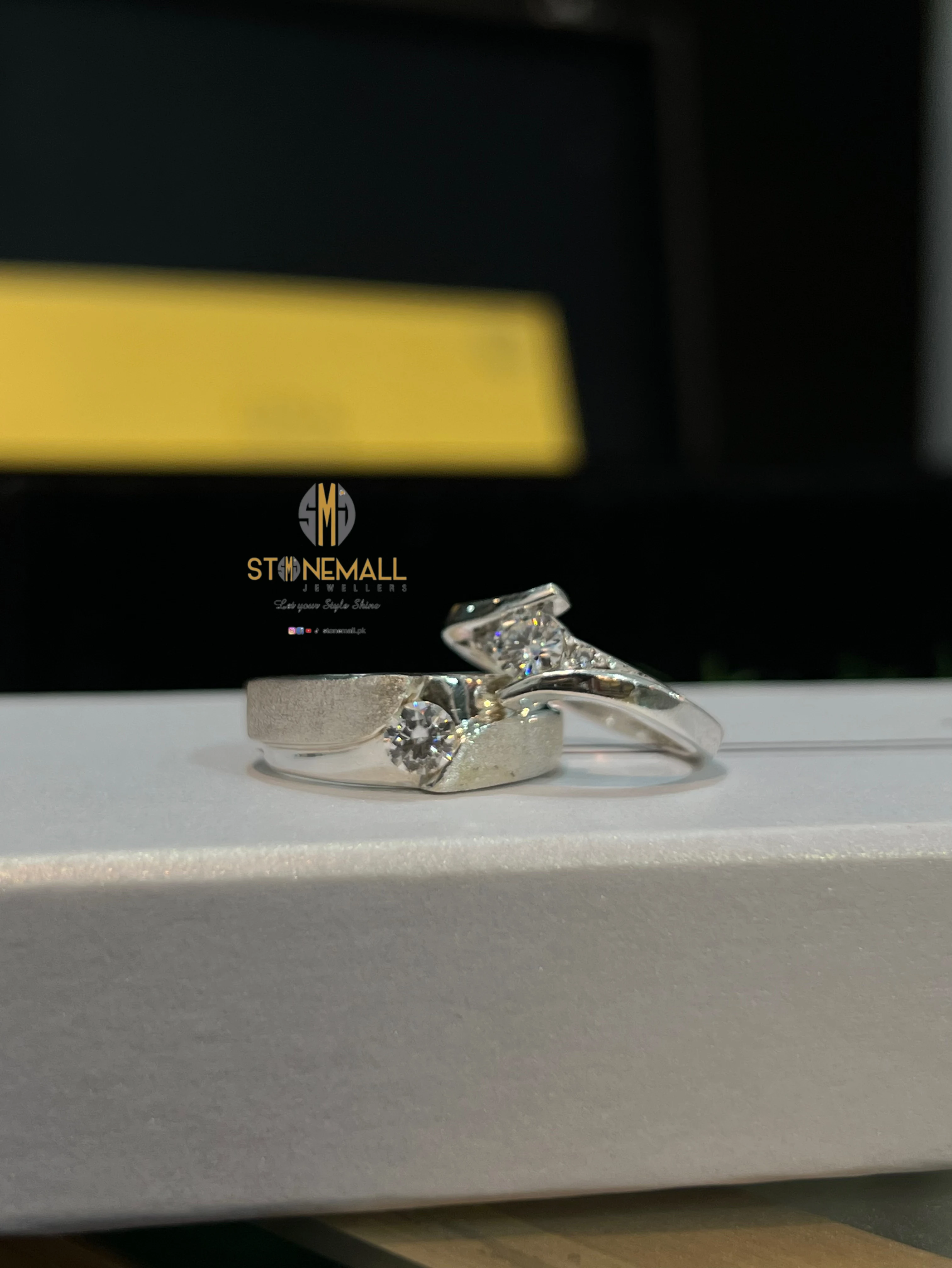 GRA Certified 0.5 Carat Moissanite Diamond Couple Rings Set