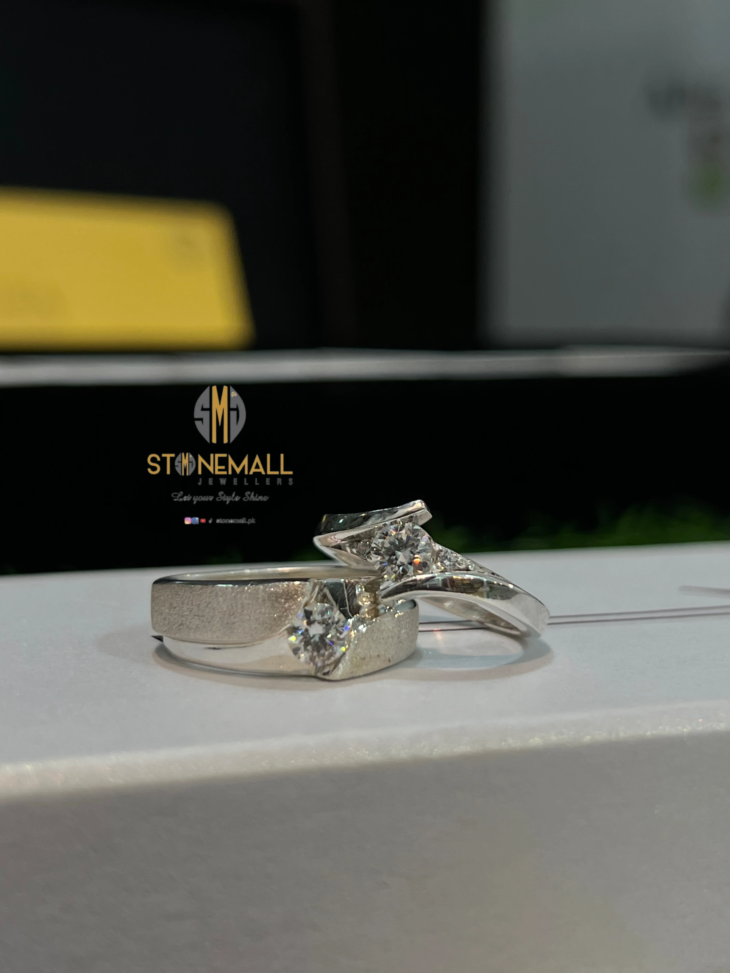 GRA Certified 0.5 Carat Moissanite Diamond Couple Rings Set - Image 2