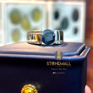Blue Moissanite 925 Sterling Silver Handmade Ring