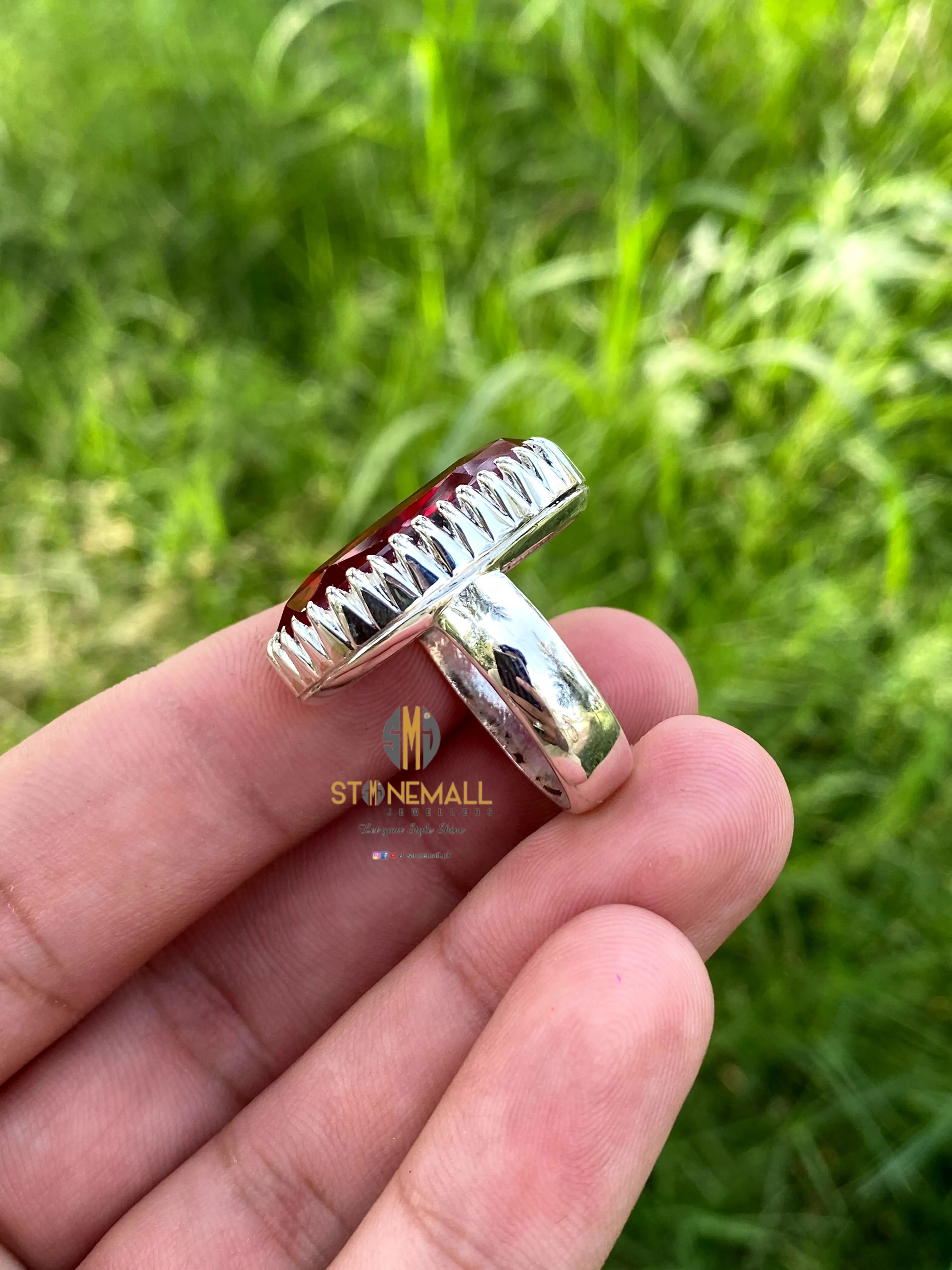 Synthetic Ruby 925 Sterling Silver Simple Design Ring - Image 3