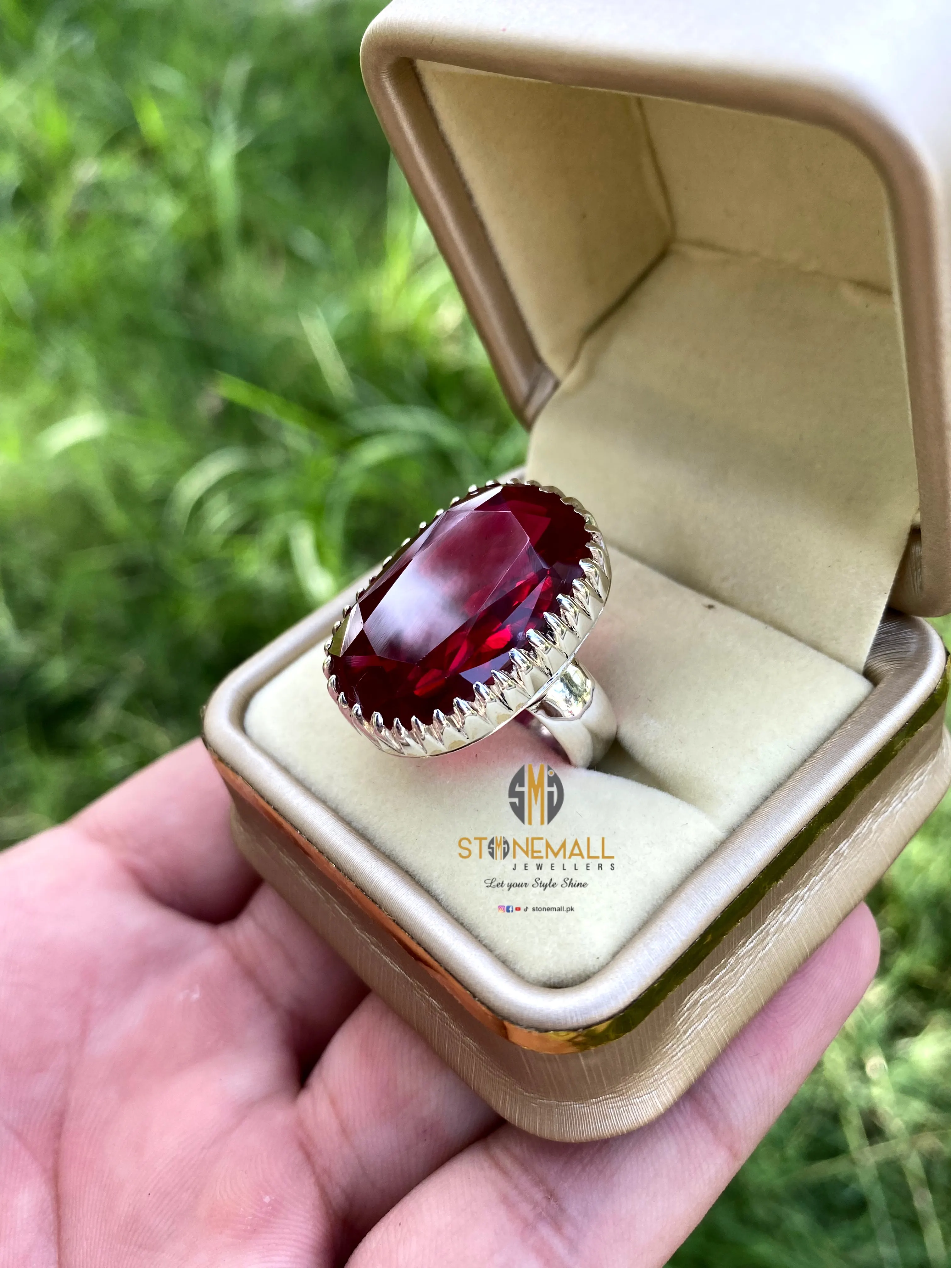 Synthetic Ruby 925 Sterling Silver Simple Design Ring - Image 2