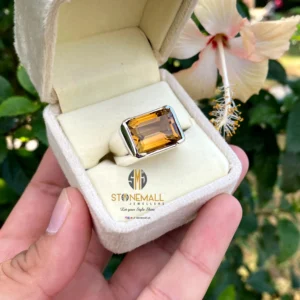 Natural Citrine 925 Sterling Silver Simple Design Ring