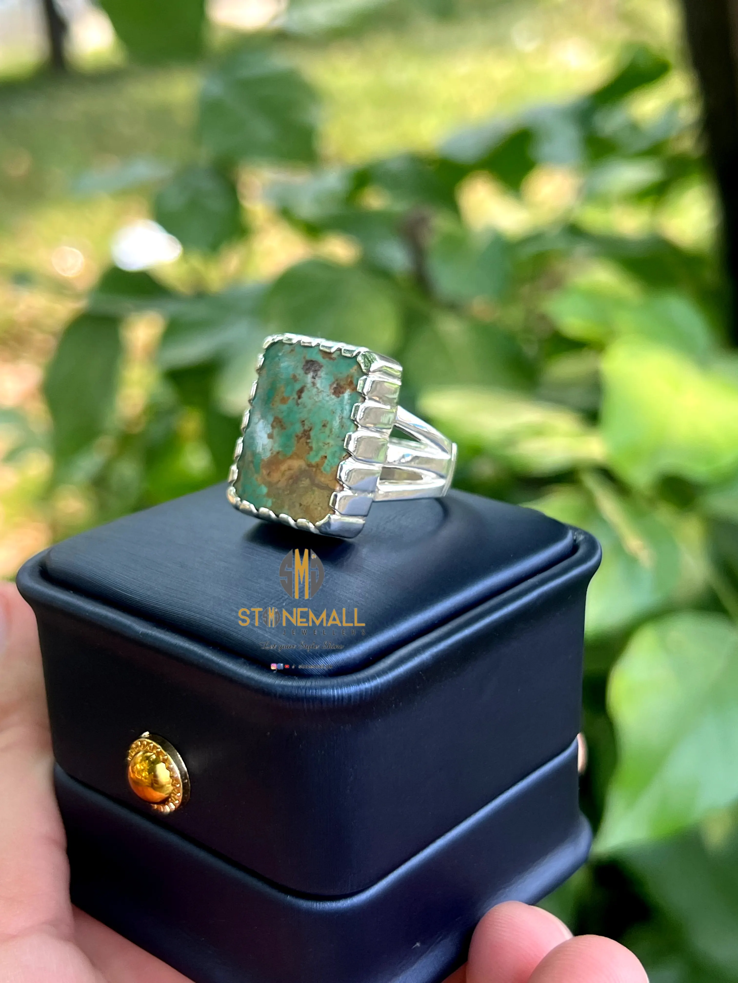 Natural Iranian Turquoise 925 Sterling Silver Handmade Ring - Image 2