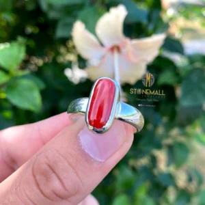 Natural Italian Coral 925 Sterling Silver Classic Simple Design Ring