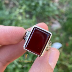 Natural Agate (Aqeeq) 925 Sterling Silver Handmade Ring