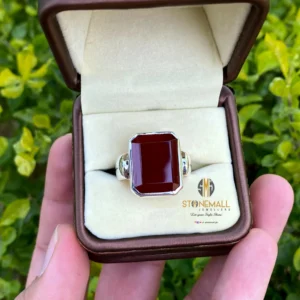 Natural Yemeni Agate (Aqeeq) 925 Sterling Silver Ring