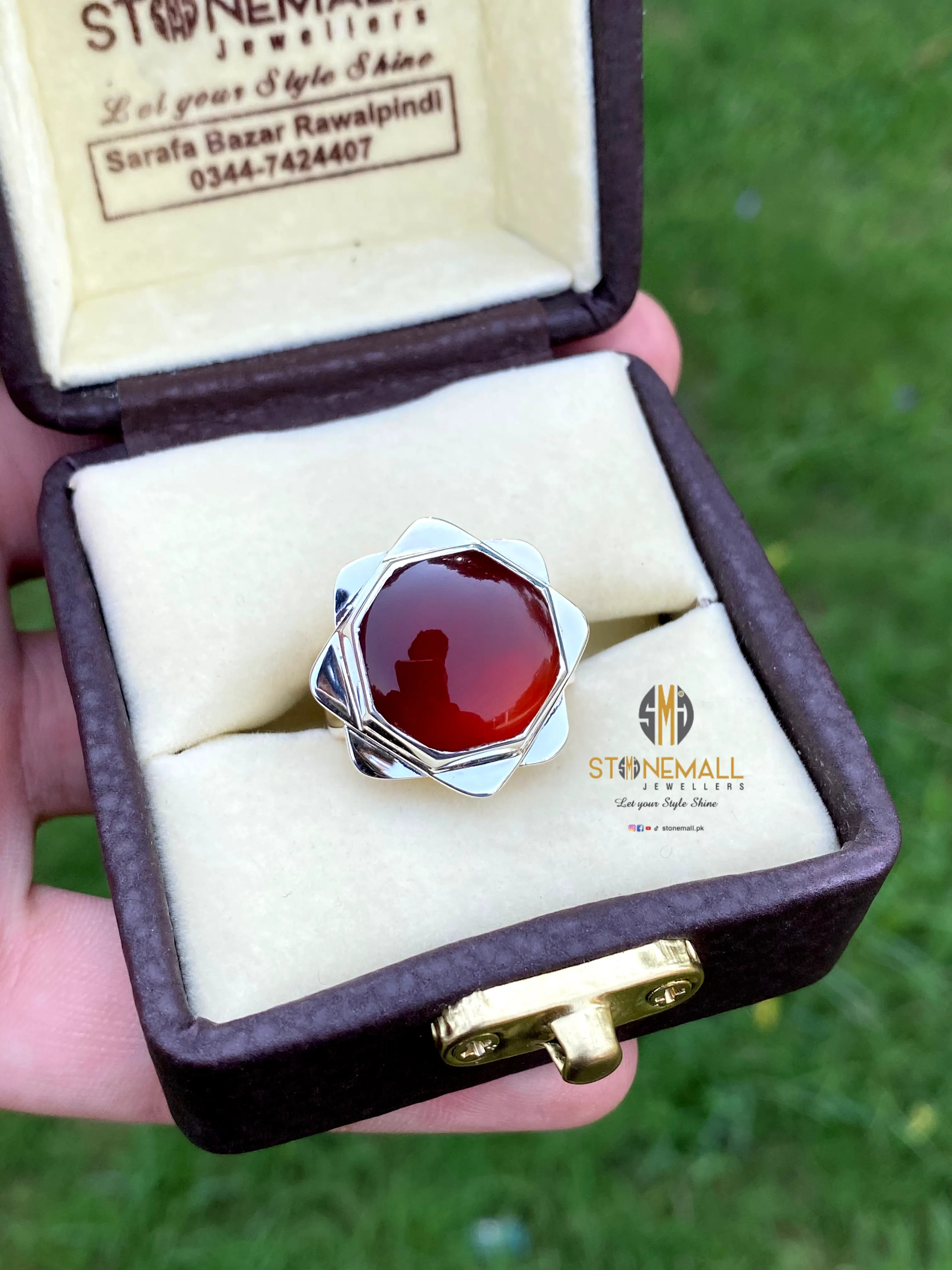Natural Yemeni Agate (Aqeeq) 925 Sterling Silver Ring - Image 3