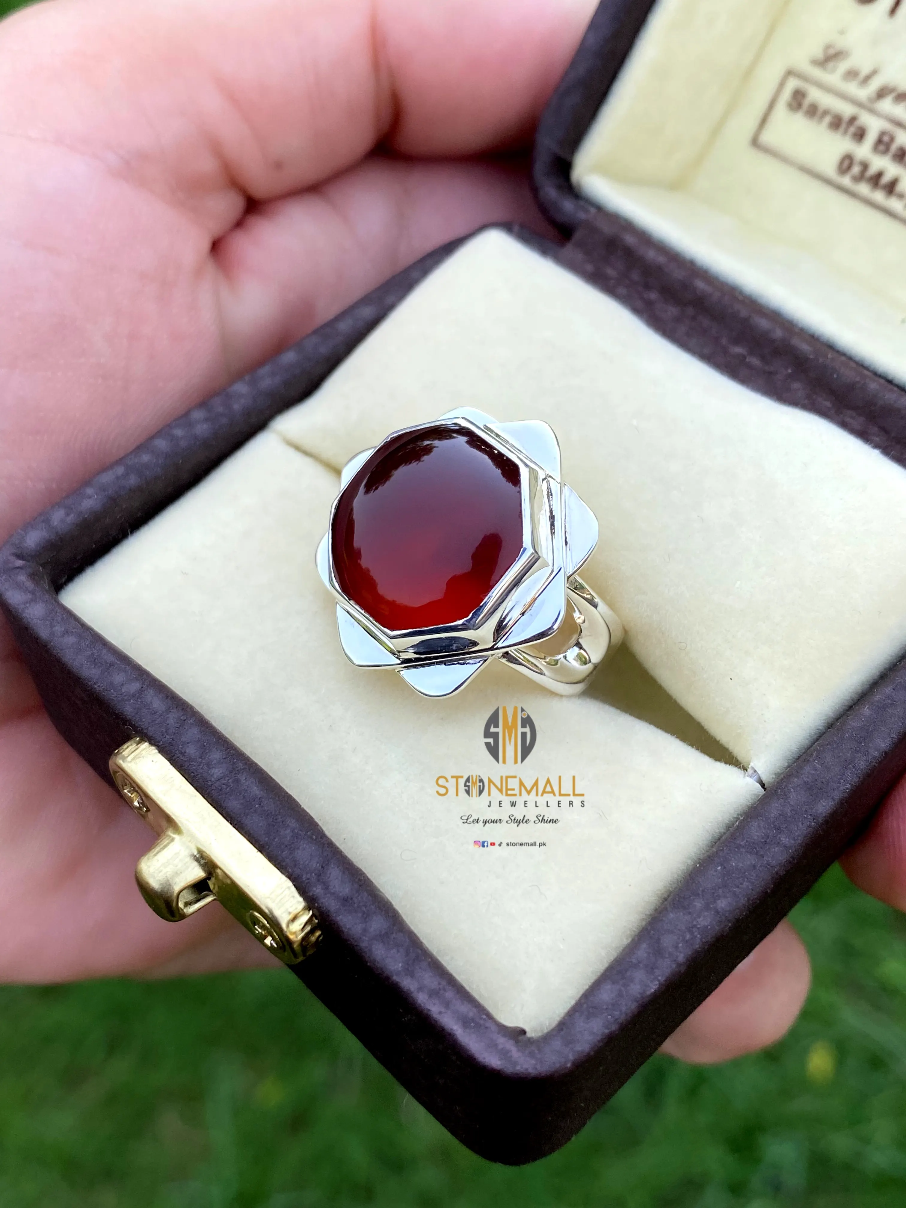 Natural Yemeni Agate (Aqeeq) 925 Sterling Silver Ring - Image 4