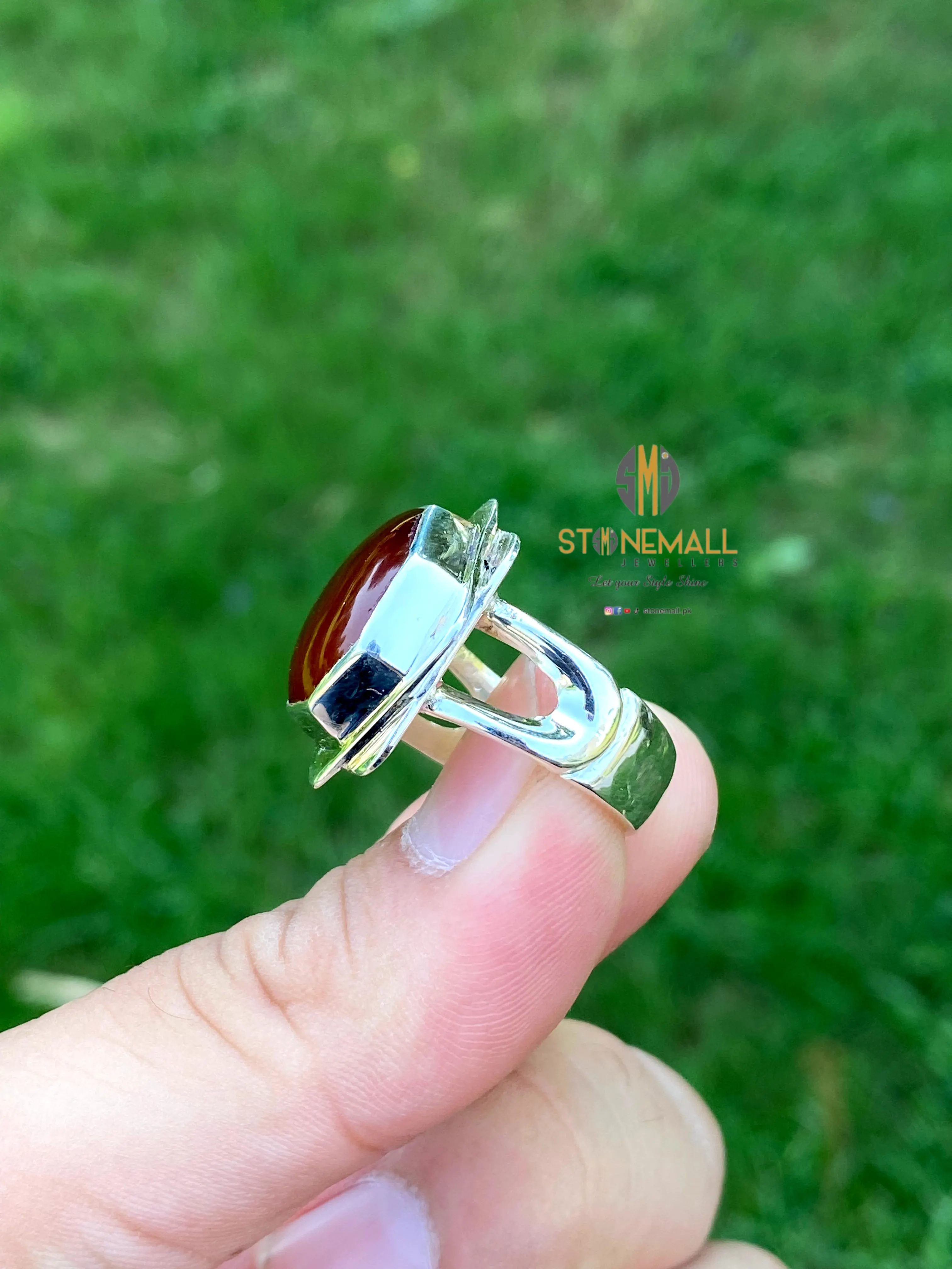 Natural Yemeni Agate (Aqeeq) 925 Sterling Silver Ring - Image 2