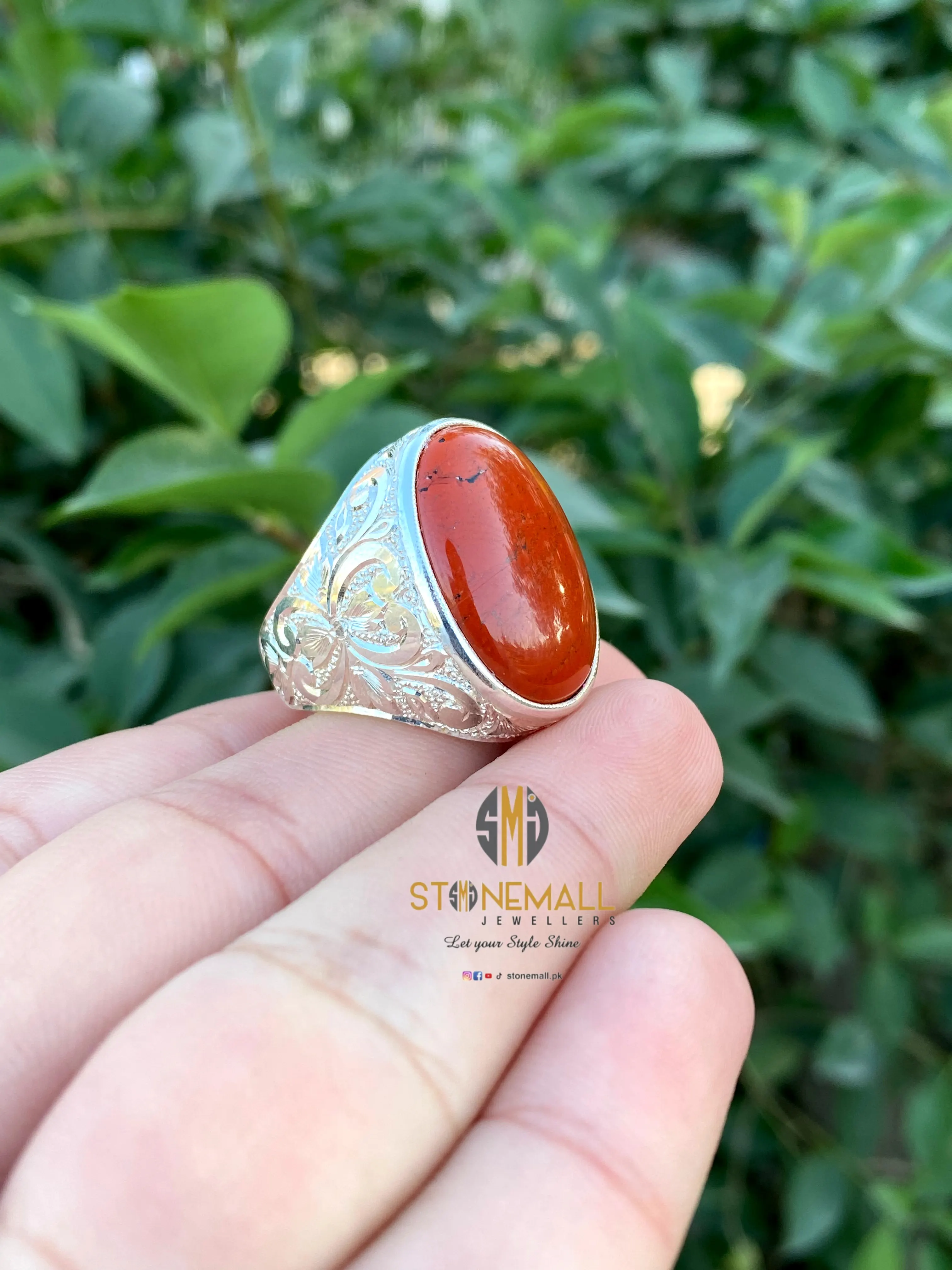 Jasper 925 Sterling Silver Hand Engraved Ring - Image 2