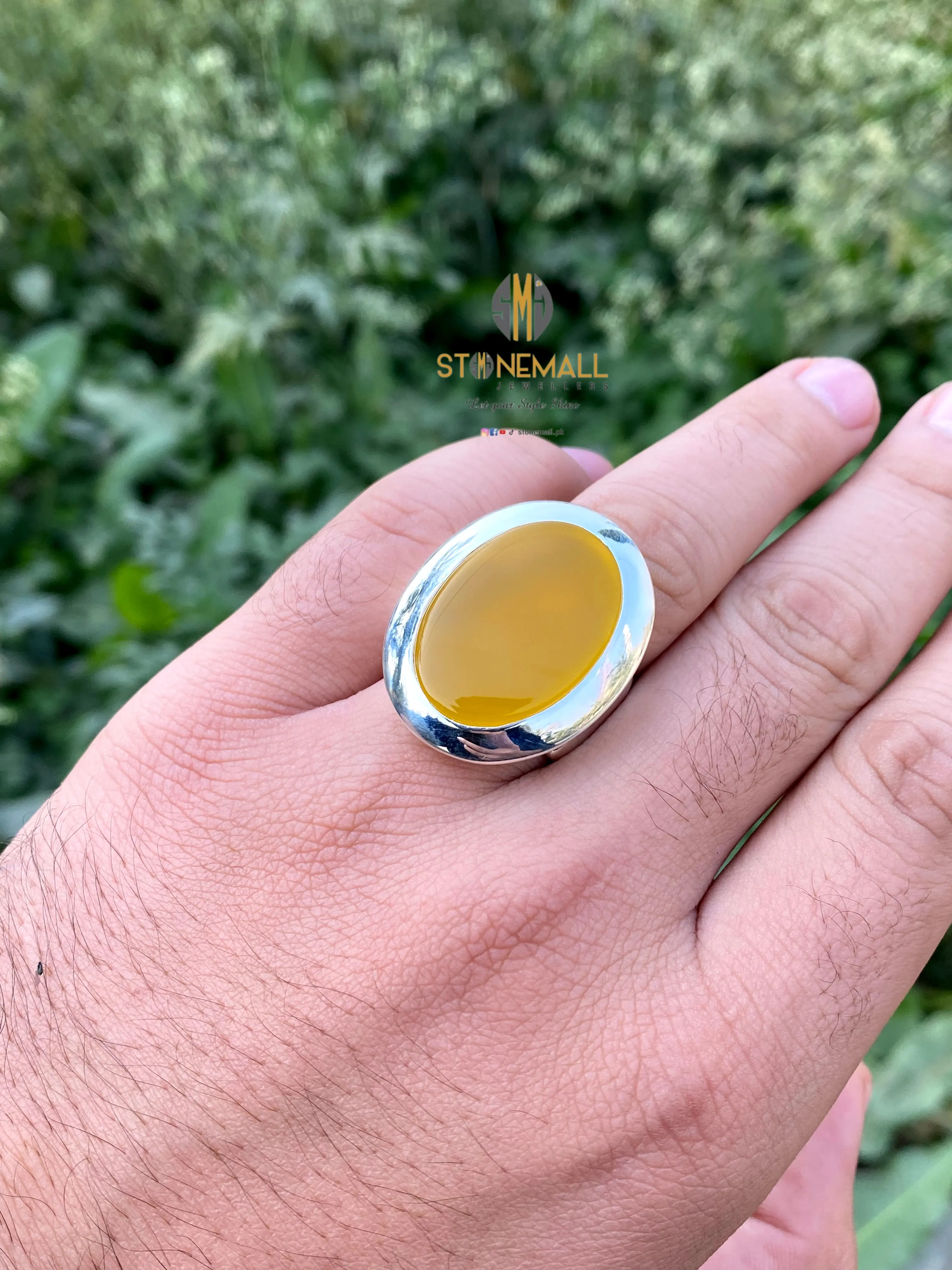 Natural Yemeni Agate (Aqeeq) 925 Sterling Silver Ring - Image 3