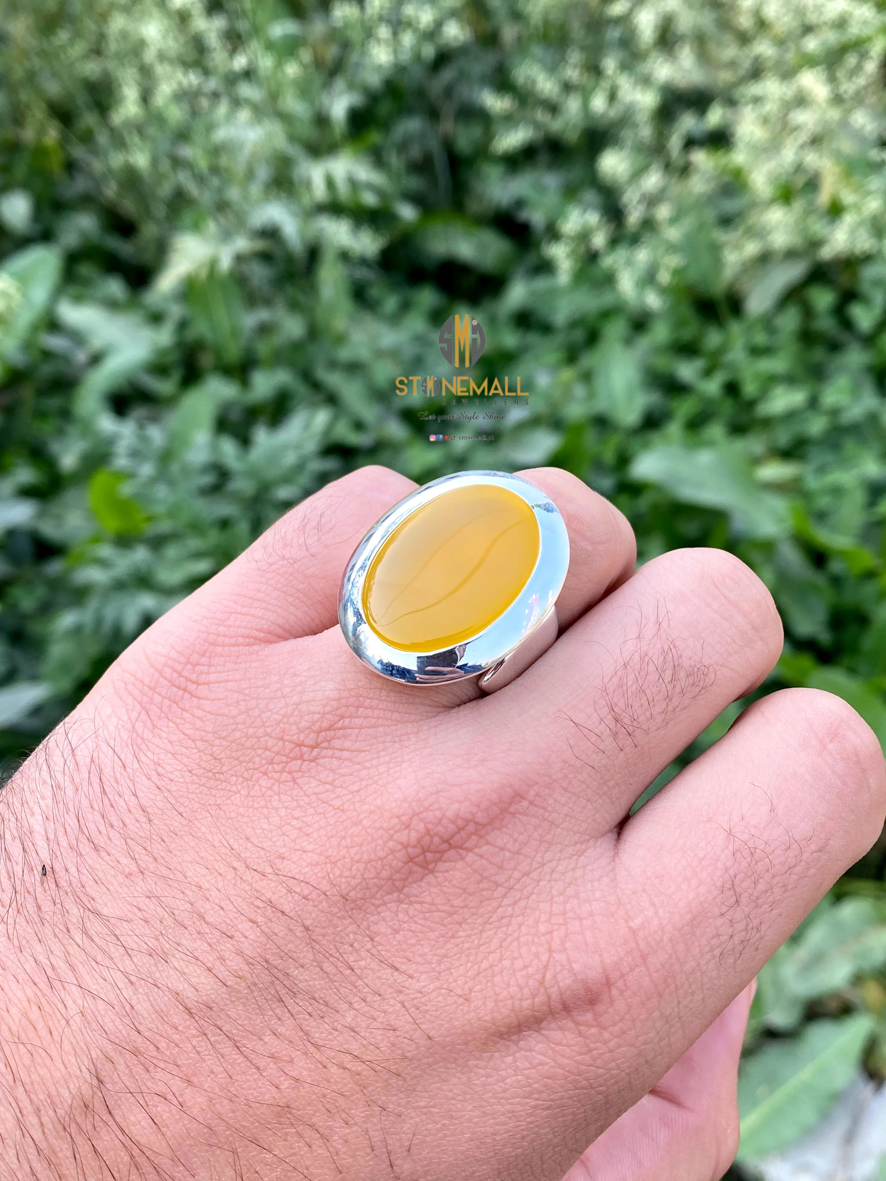 Natural Yemeni Agate (Aqeeq) 925 Sterling Silver Ring - Image 2