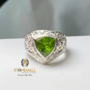 Natural Pakistani Peridot 925 Sterling Silver Hand Engraved Handmade Ring
