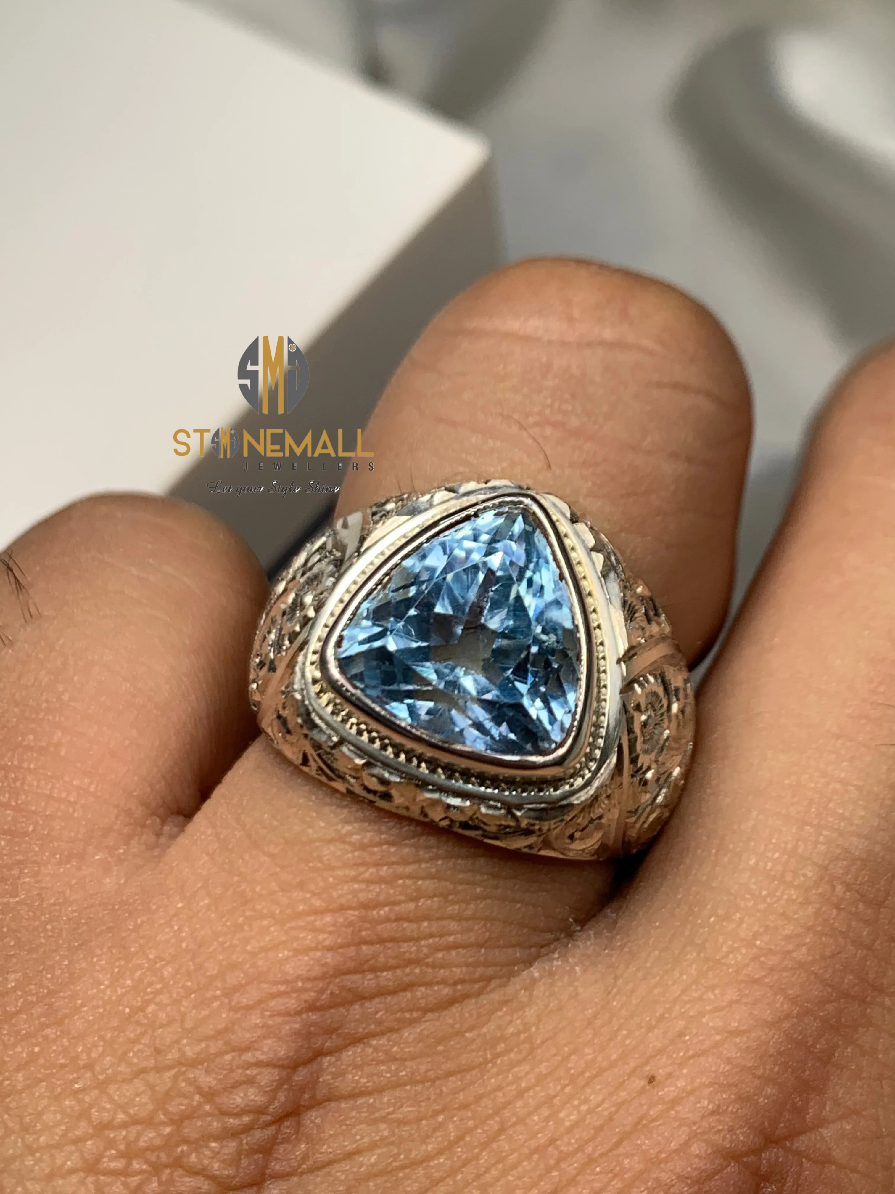 Natural Blue Topaz 925 Sterling Silver Handmade Ring - Image 8