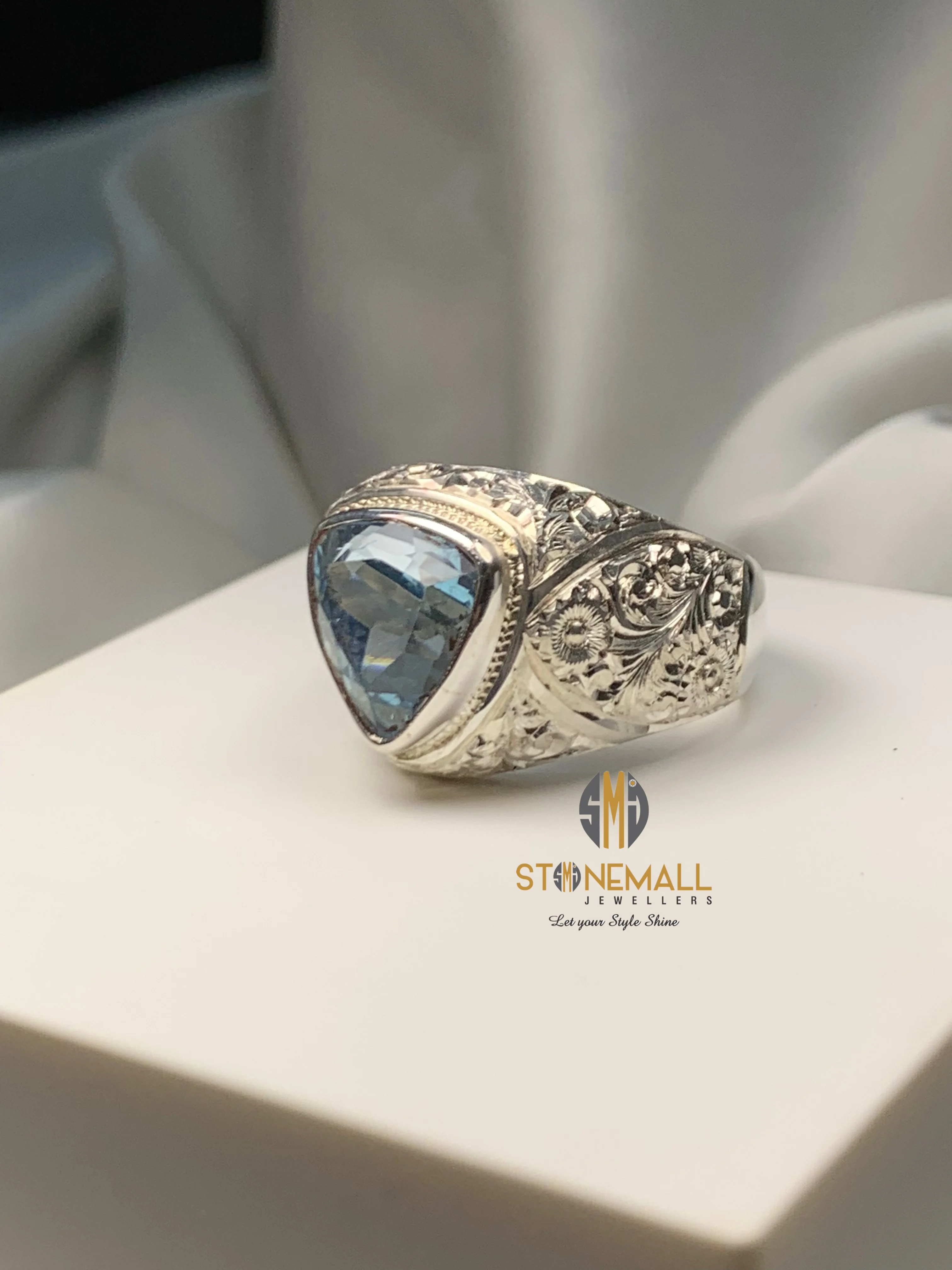 Natural Blue Topaz 925 Sterling Silver Handmade Ring - Image 4